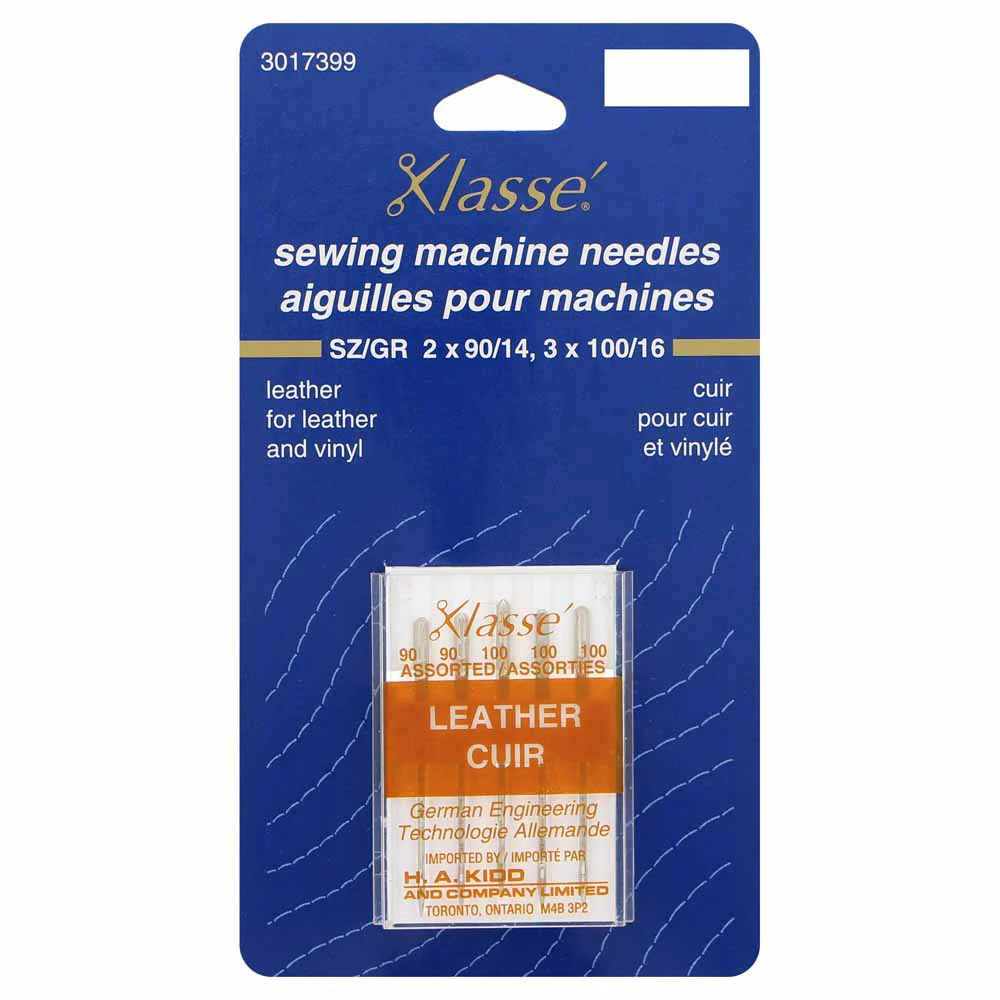 KLASSE´ Leather Needles Carded - Assorted Sizes 2 - 90/14, 3 - 100/16