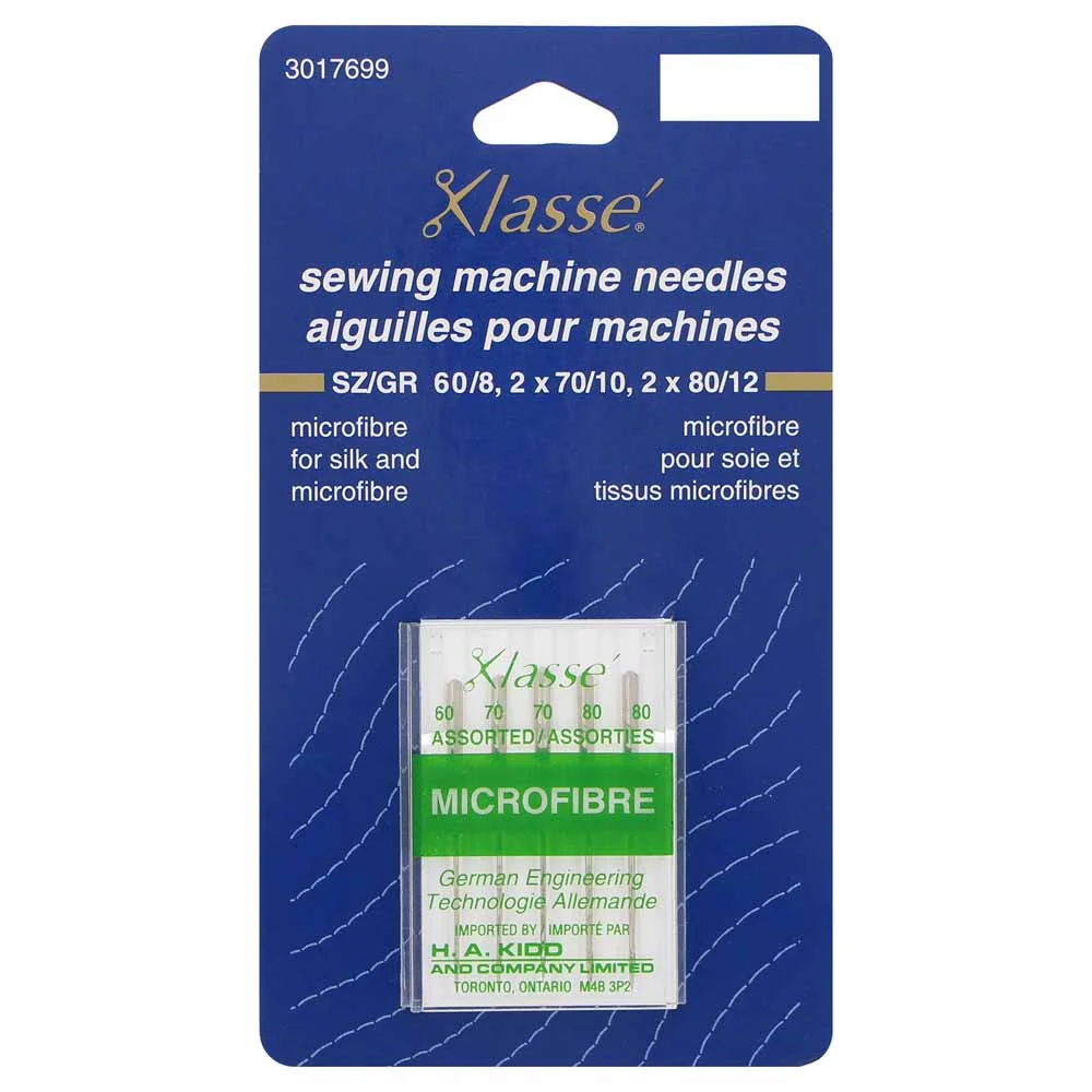 KLASSE´ Microfibre Needles Carded - Assorted Sizes 1-60/8, 2-70/10, 2-80/12