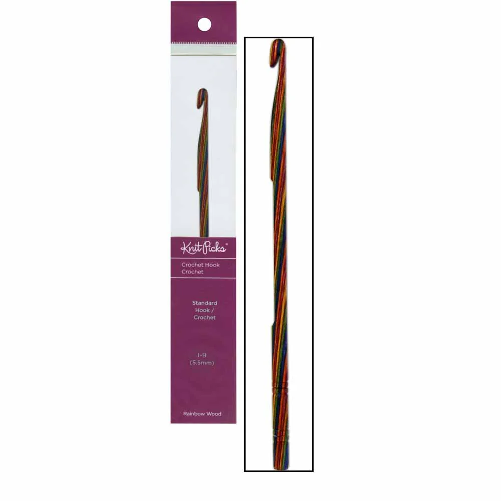 KNIT PICKS Rainbow Wood Crochet Hooks 15cm (6") - 5.5mm/US I-9