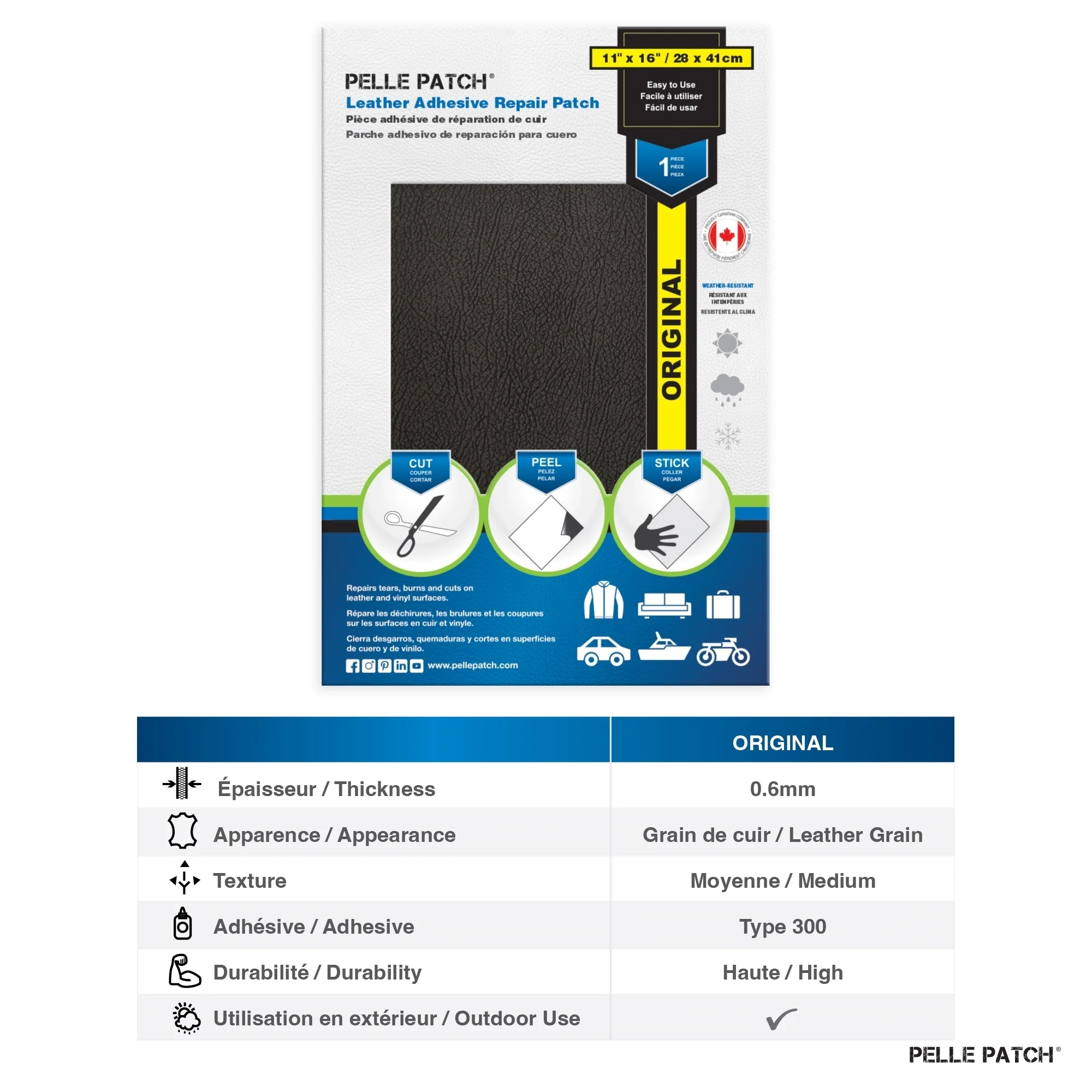 PELLE PATCH Leather Adhesive Repair Patch - Black - 11 x 16 inch (28 x 41 cm) - Image 3