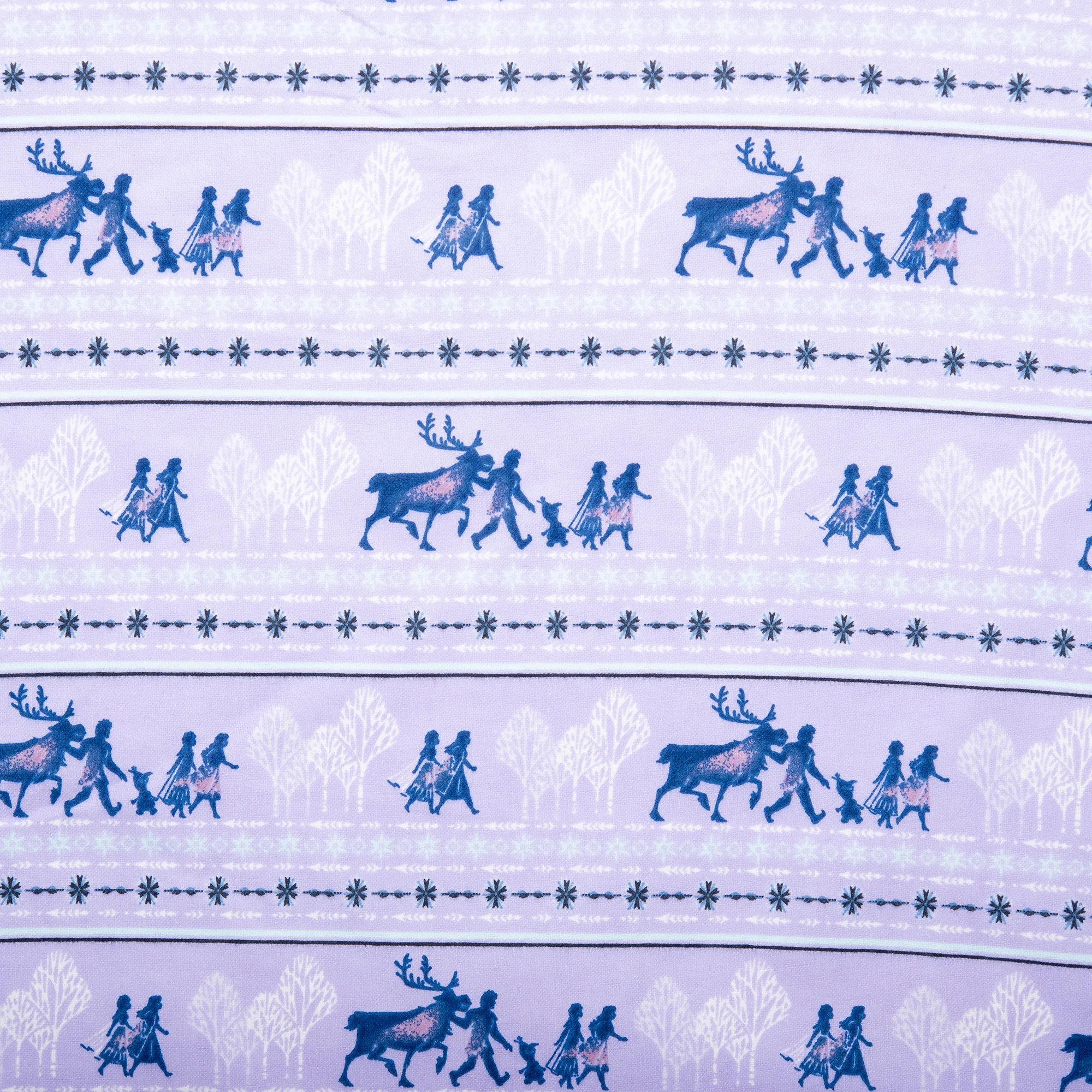 Licensed Flannelette Print - Frozen stripe - Lilac