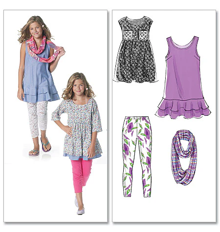 M6275 Girls'/Girls' Plus Dresses, Scarf and Leggings (size: 10 1/2 - 16 1/2) - Image 3