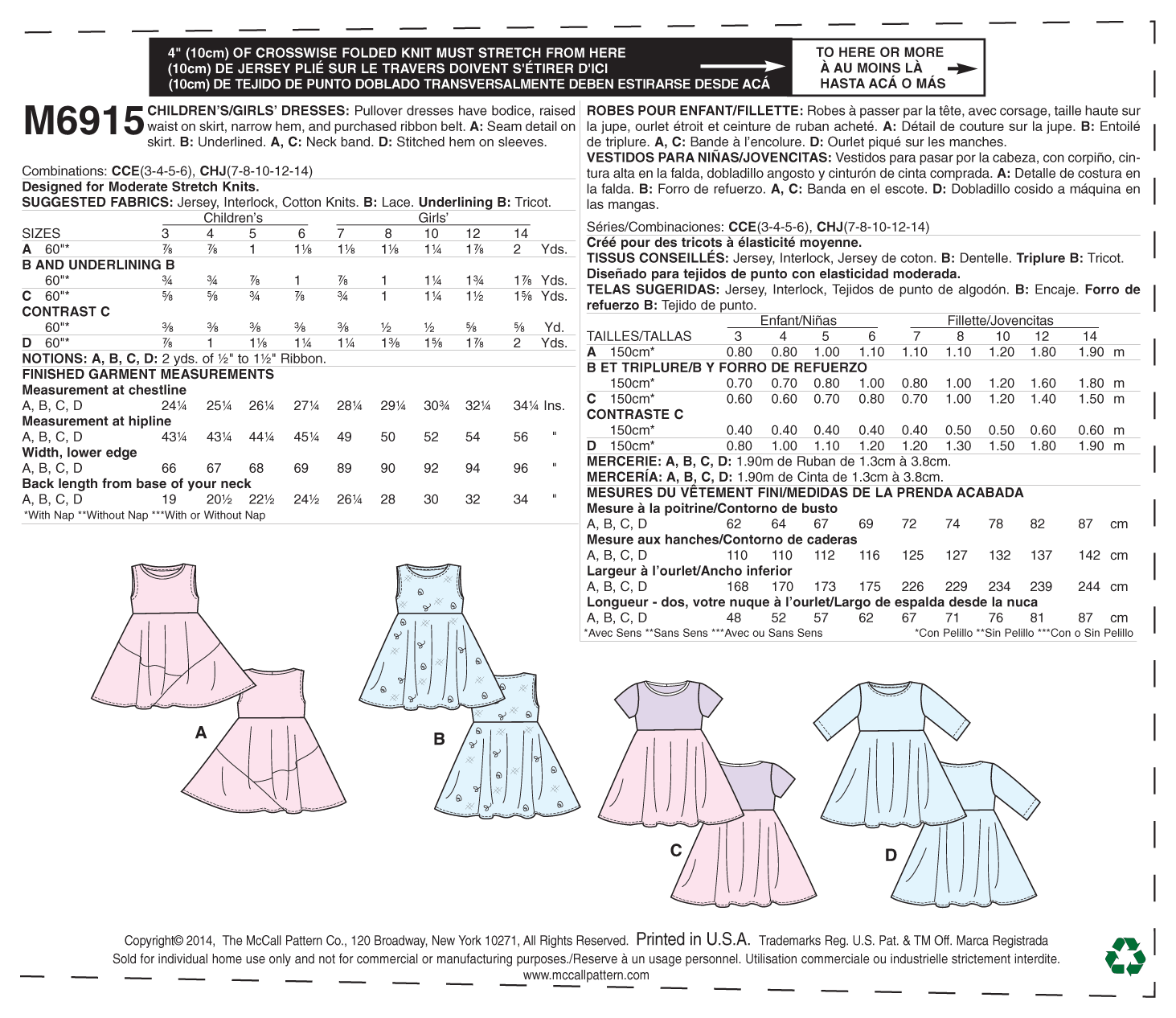 M6915 Chidren's/Girls' Dresses (size: 7-8-10-12-14) - Image 5