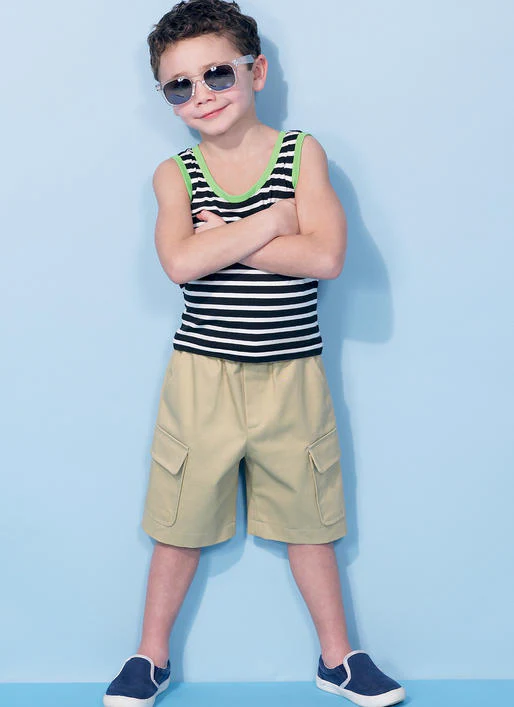 M7379 Children's/Boys' Raglan Sleeve and Tank Tops, Cargo Shorts and Pants (size: 7-8-10-12-14) - Image 3
