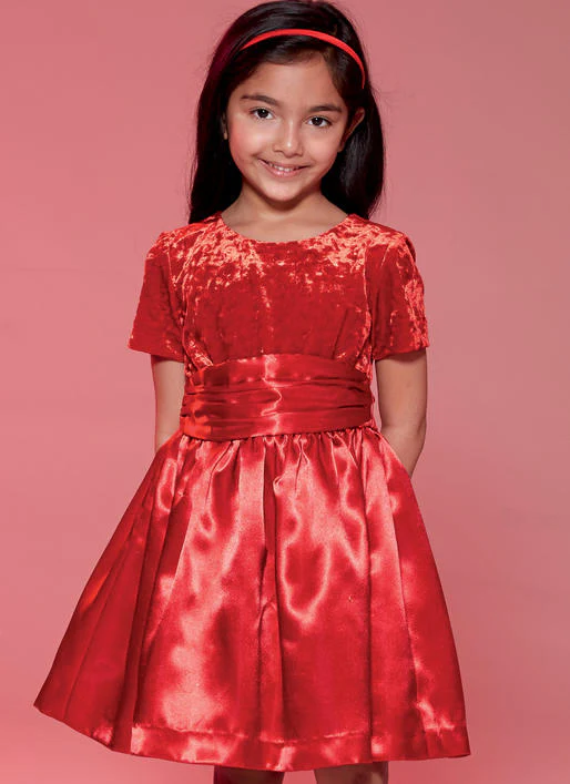 M7648 Childrens'/Girls' Gathered Dresses with Petticoat and Sash (size: 7-8-10-12-14) - Image 2
