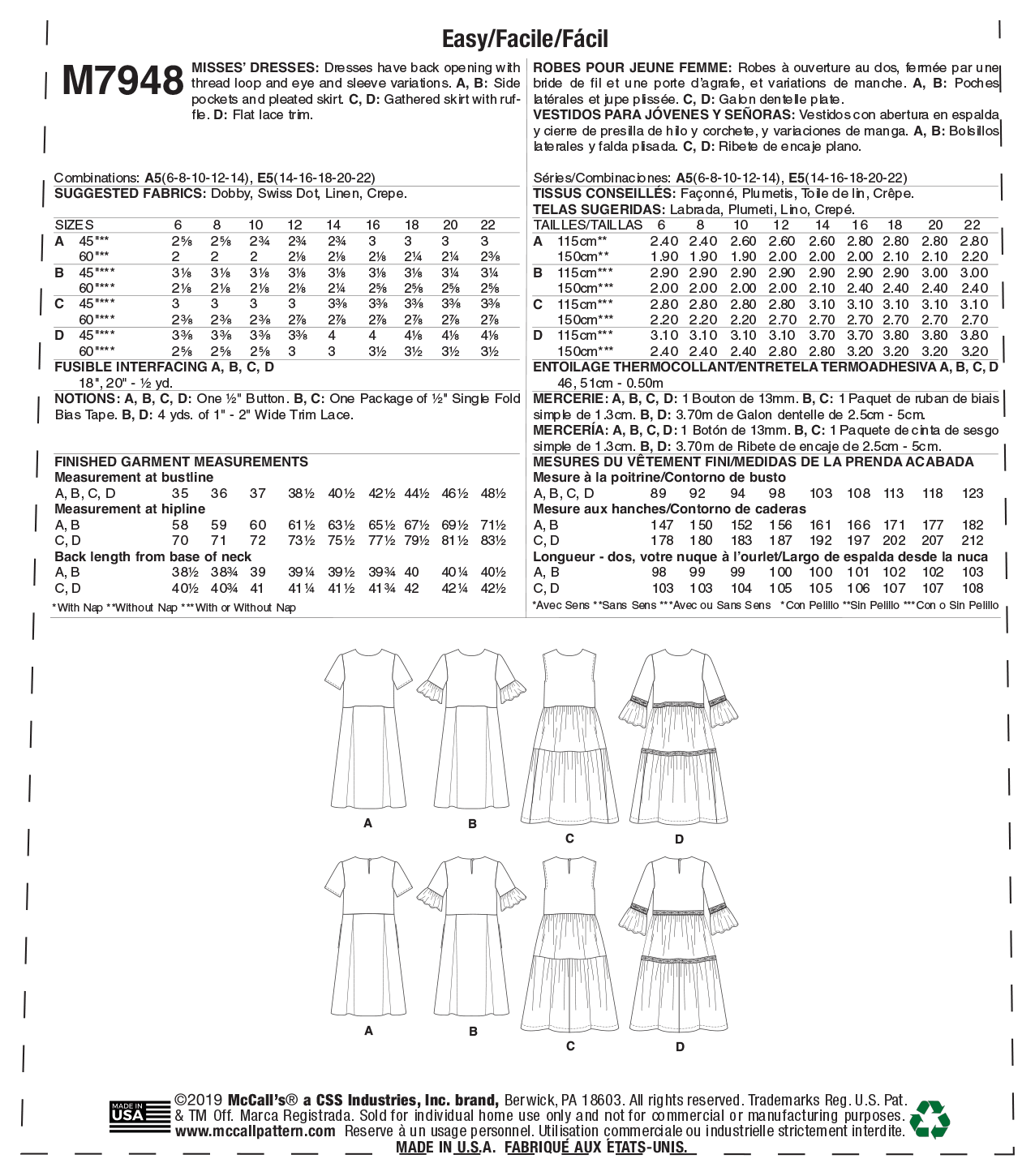 M7948 Misses' Dresses (size: 14-16-18-20-22) - Image 8