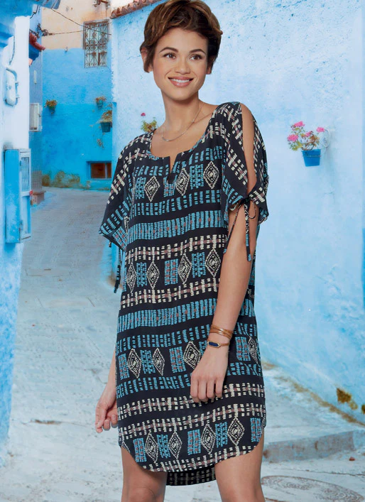M8164 #RobinMcCalls - Misses' Pullover Dresses With Sleeve Ties, Pocket Variations & Belt (Size: L-XL-XXL) - Image 4