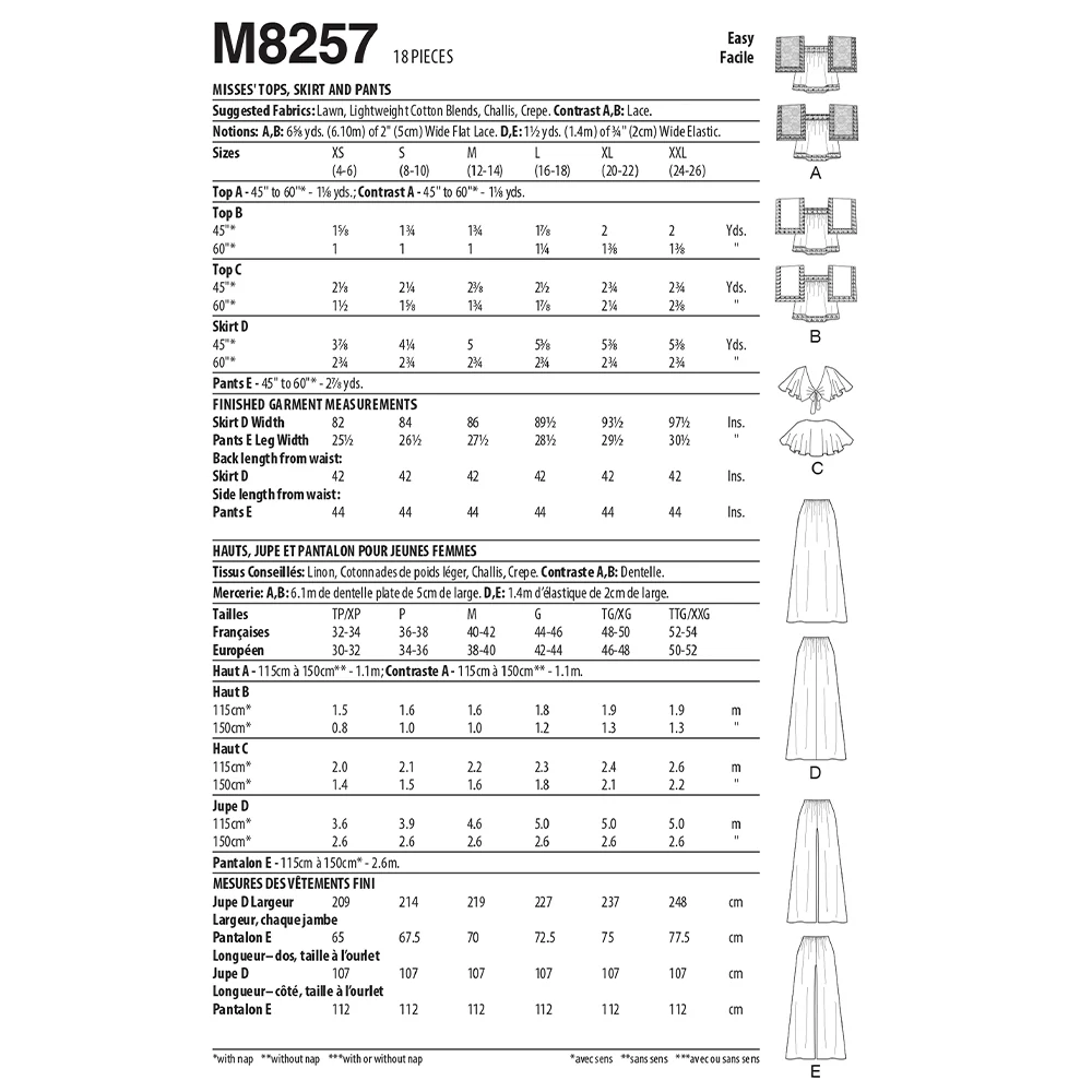 M8257 Misses' Tops, Skirt and Pants (L-XL-XXL) - Image 2