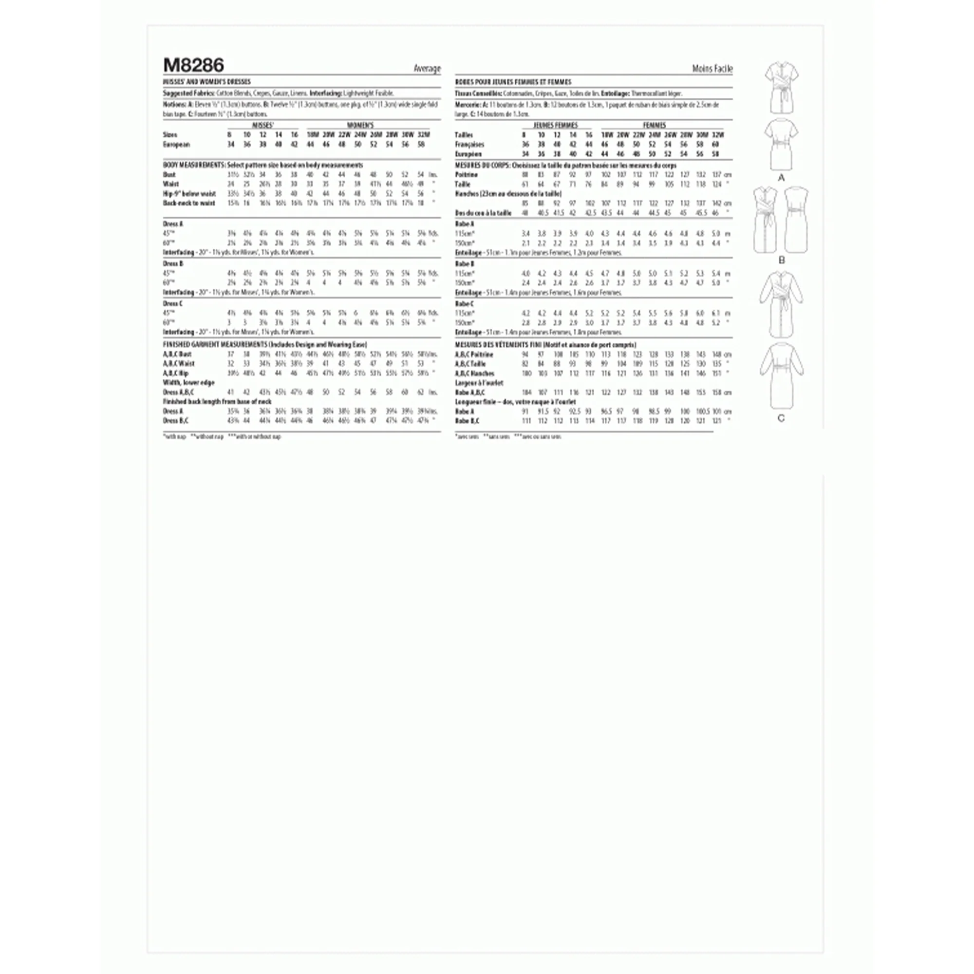 M8286 Misses' and Women's Dresses (26W-28W-30W-32W) - Image 2