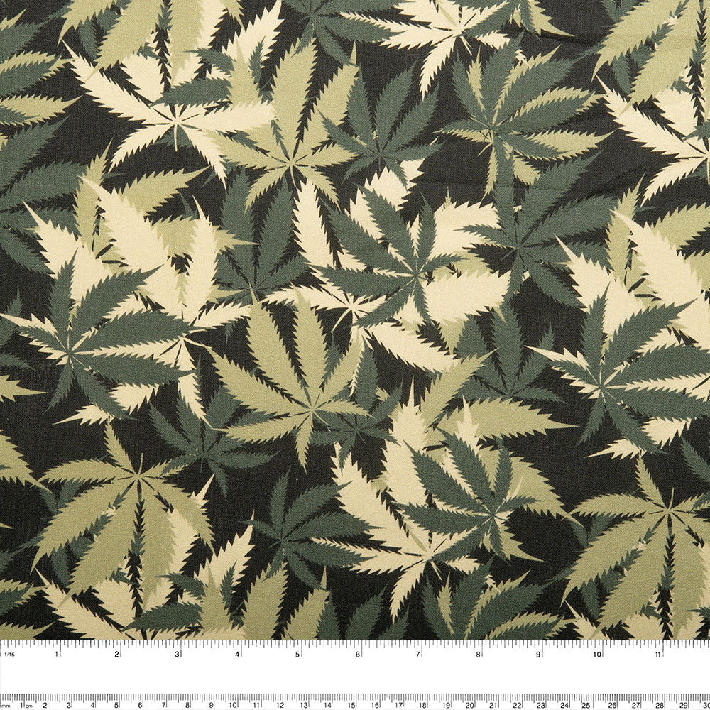 MARY JANE - Printed Cotton - Multiple leafs - Khaki - Image 2