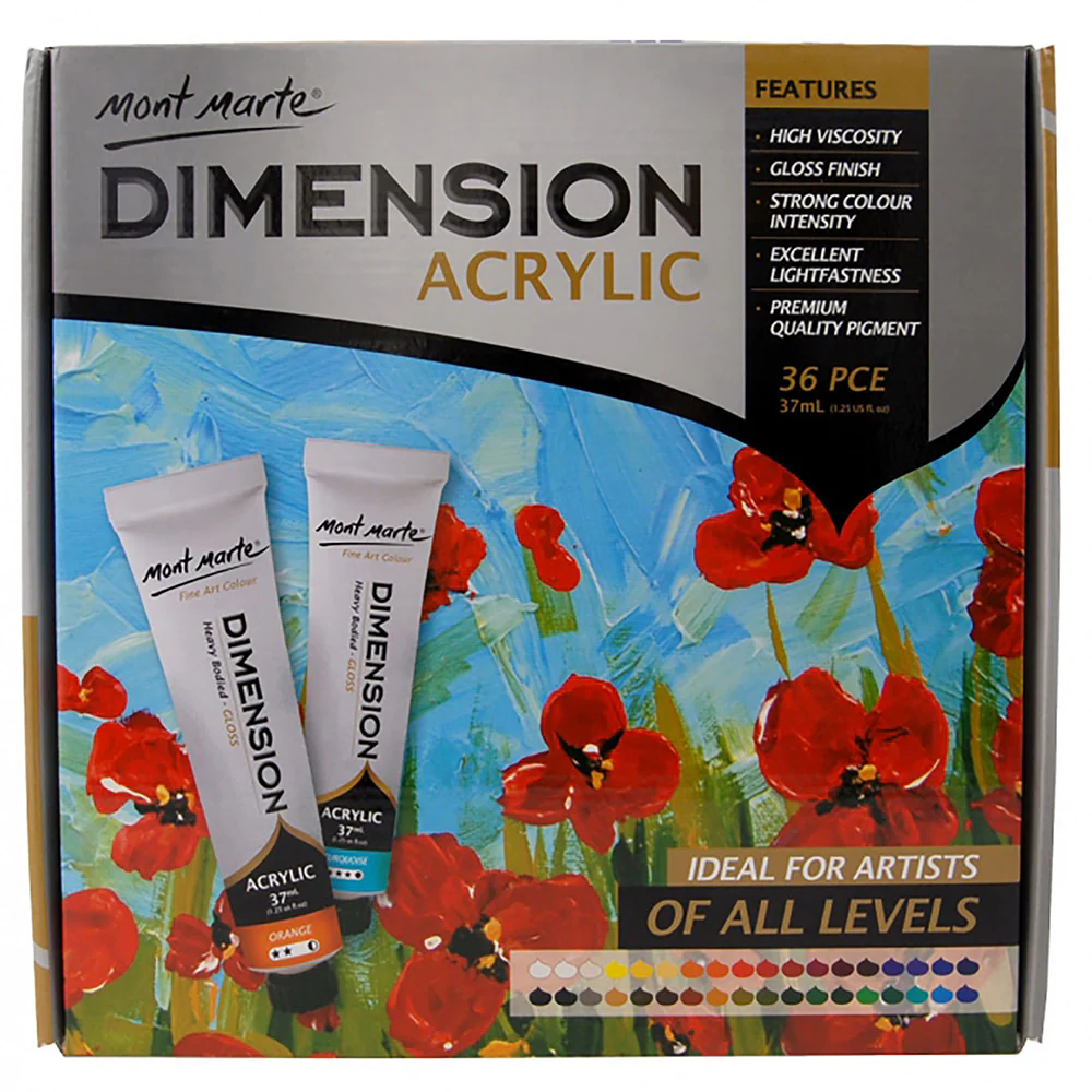 MONT MARTE Dimension Acrylic Paint Set - 37ml each - 36pcs