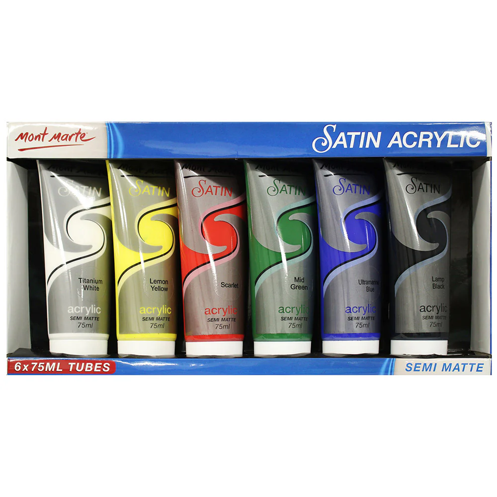MONT MARTE Satin Acrylic Semi Matte Paint Set - 75ml each - 6pcs