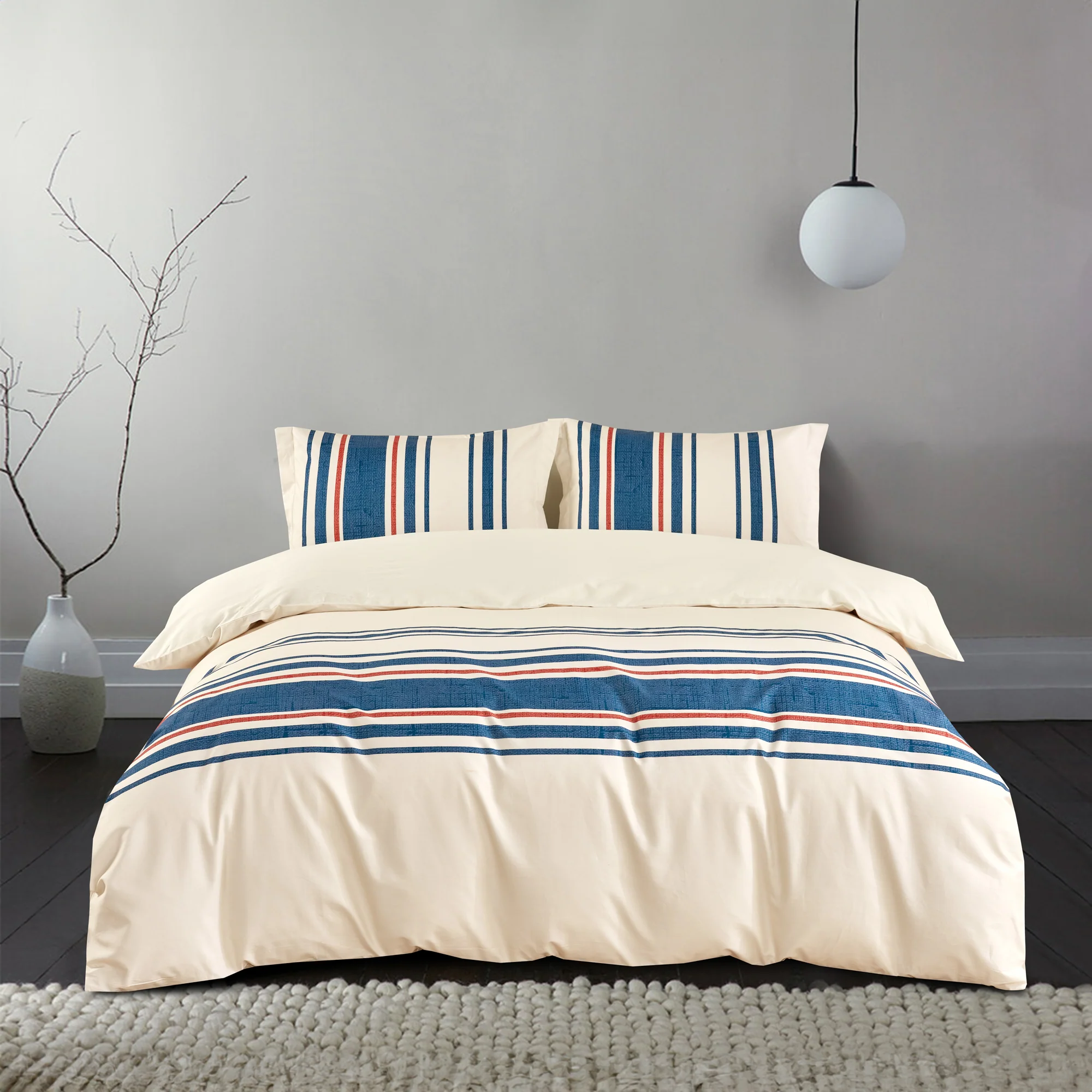 Montebello 3 pcs Comforter set - Costal Stripes - Blue - Image 2