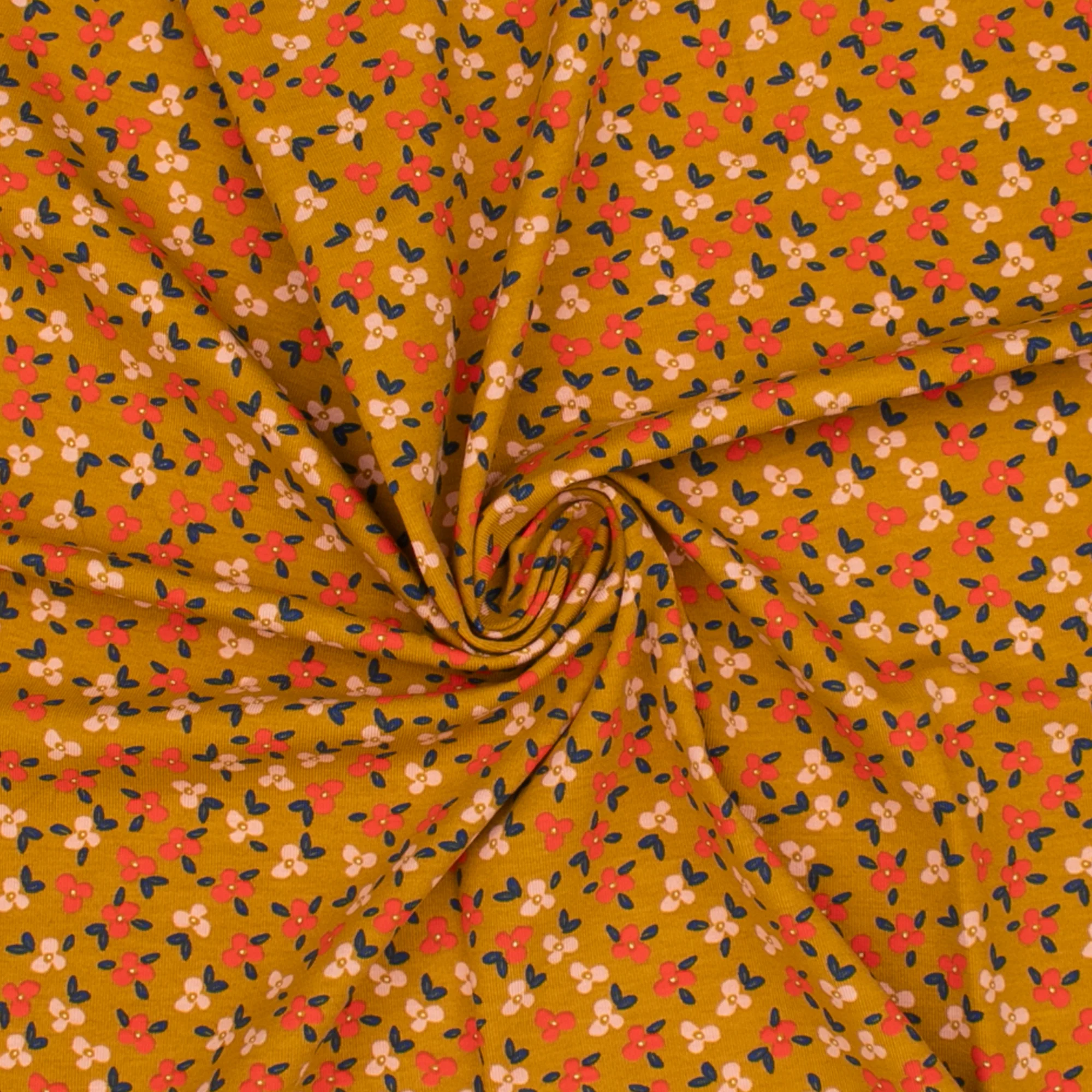 Organic Knit - GOTS - Flowers - Ochre - Image 2