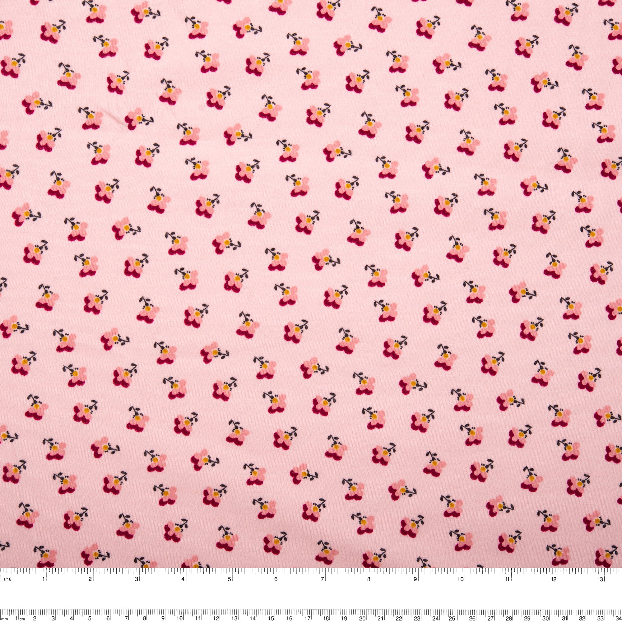 ORGANIC Printed Sweatshirt Fleece - GOTS - Flowers - Pink - Image 3