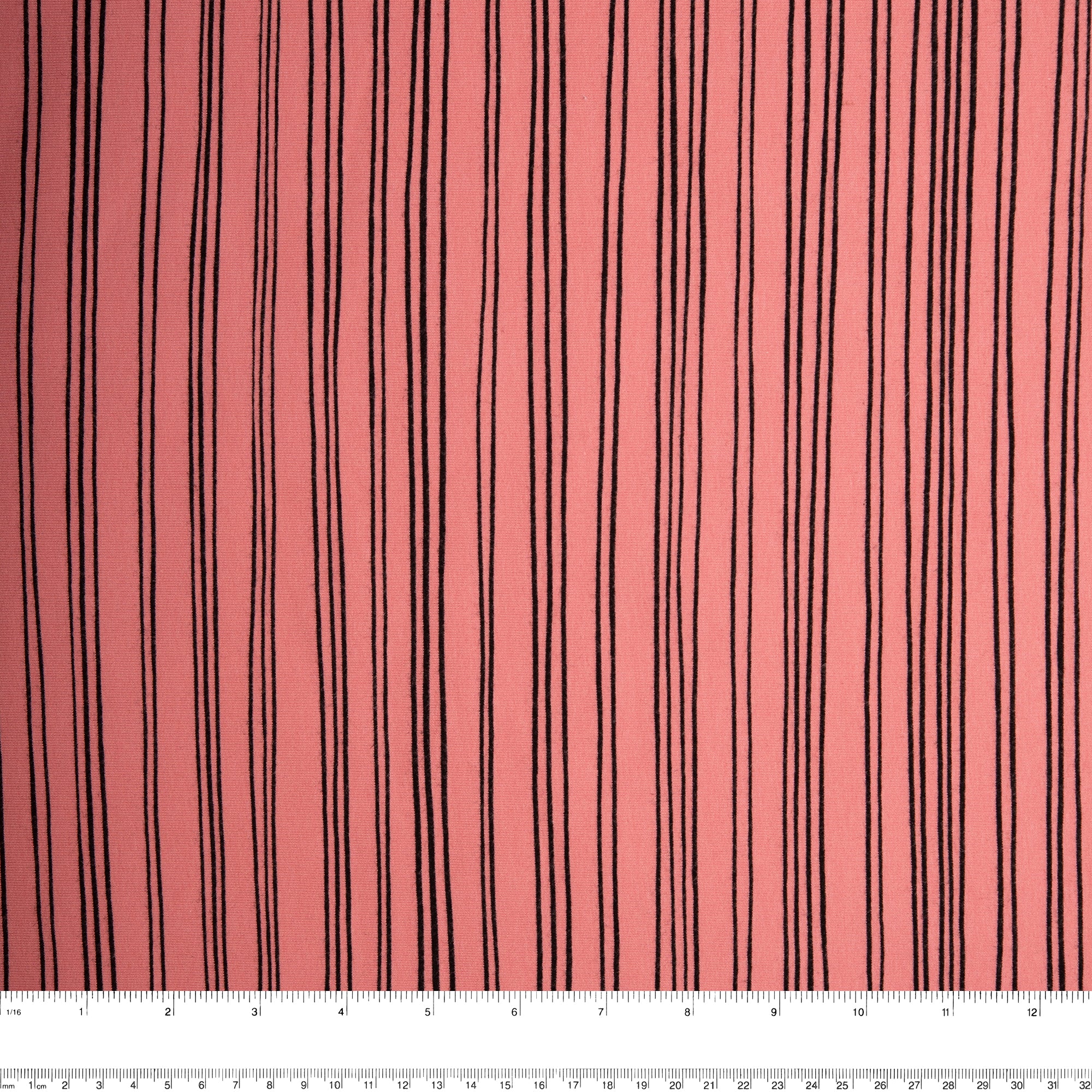 ORGANIC Printed Sweatshirt Fleece - GOTS - Stripes - Coral rose - Image 3
