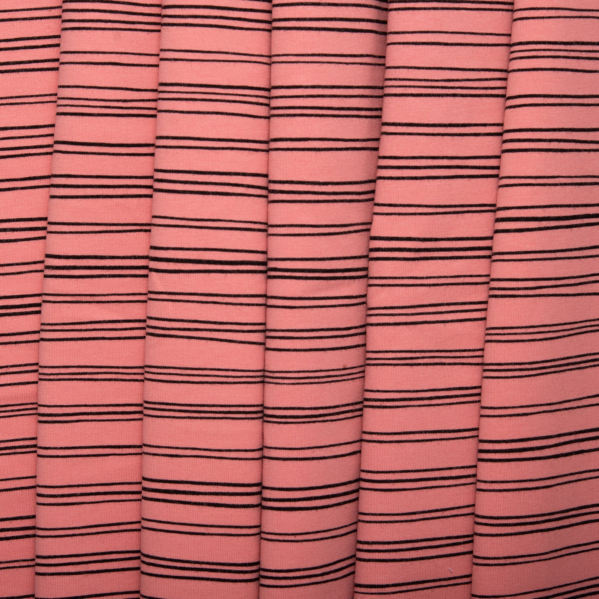 ORGANIC Printed Sweatshirt Fleece - GOTS - Stripes - Coral rose - Image 4