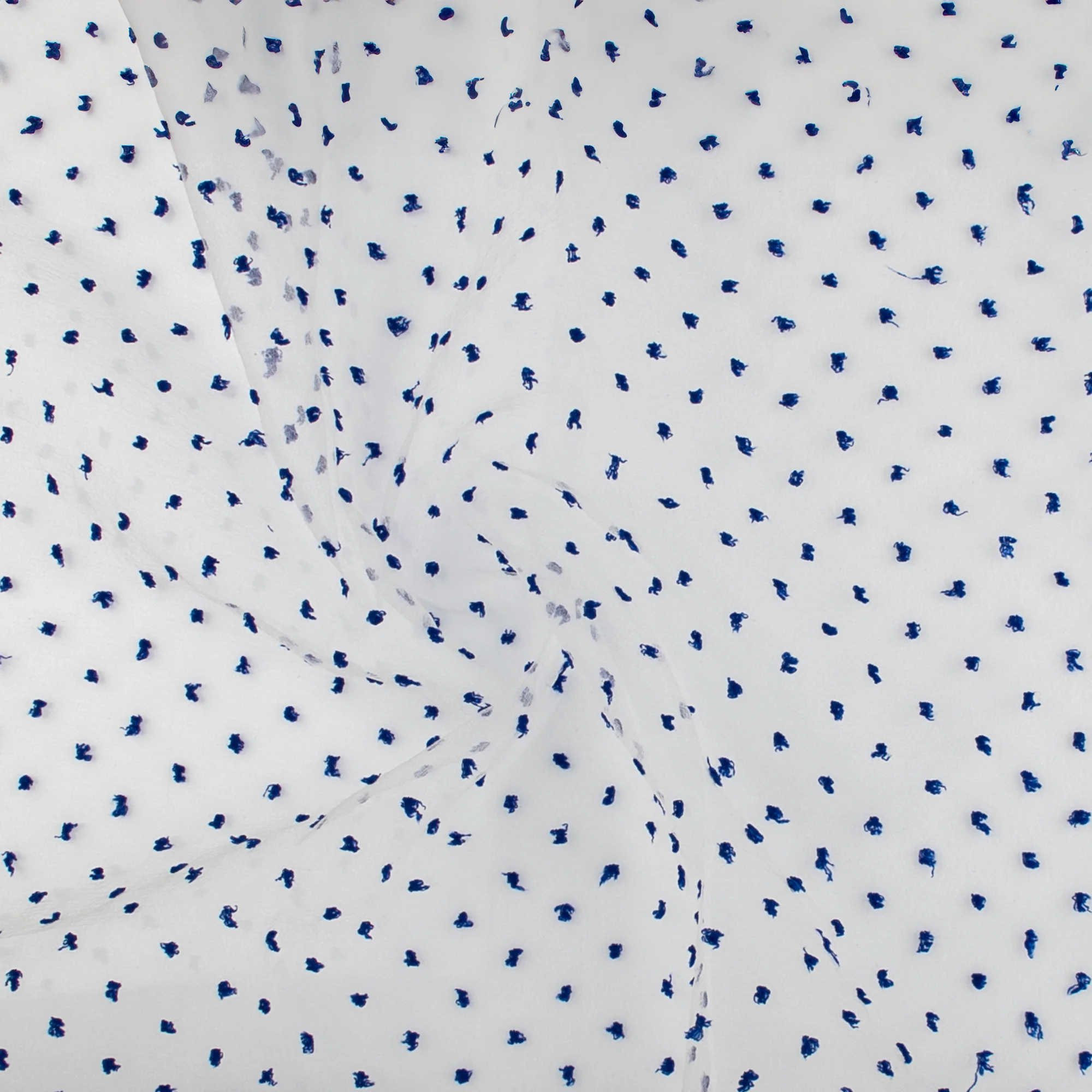 Organza with Embroidered Dot - DOTSY - White & Royal - Image 2