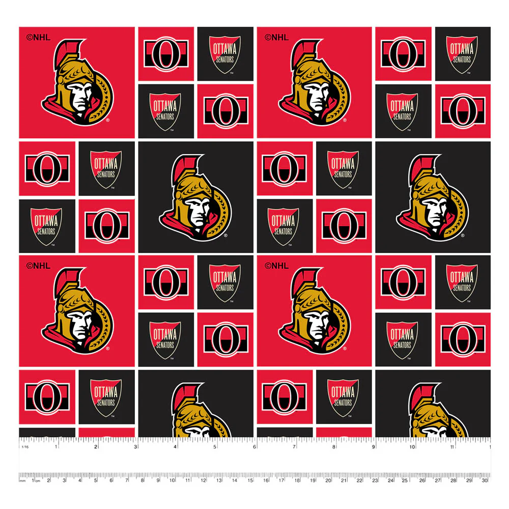 Ottawa Senators - NHL Cotton Print - Squares - Image 2