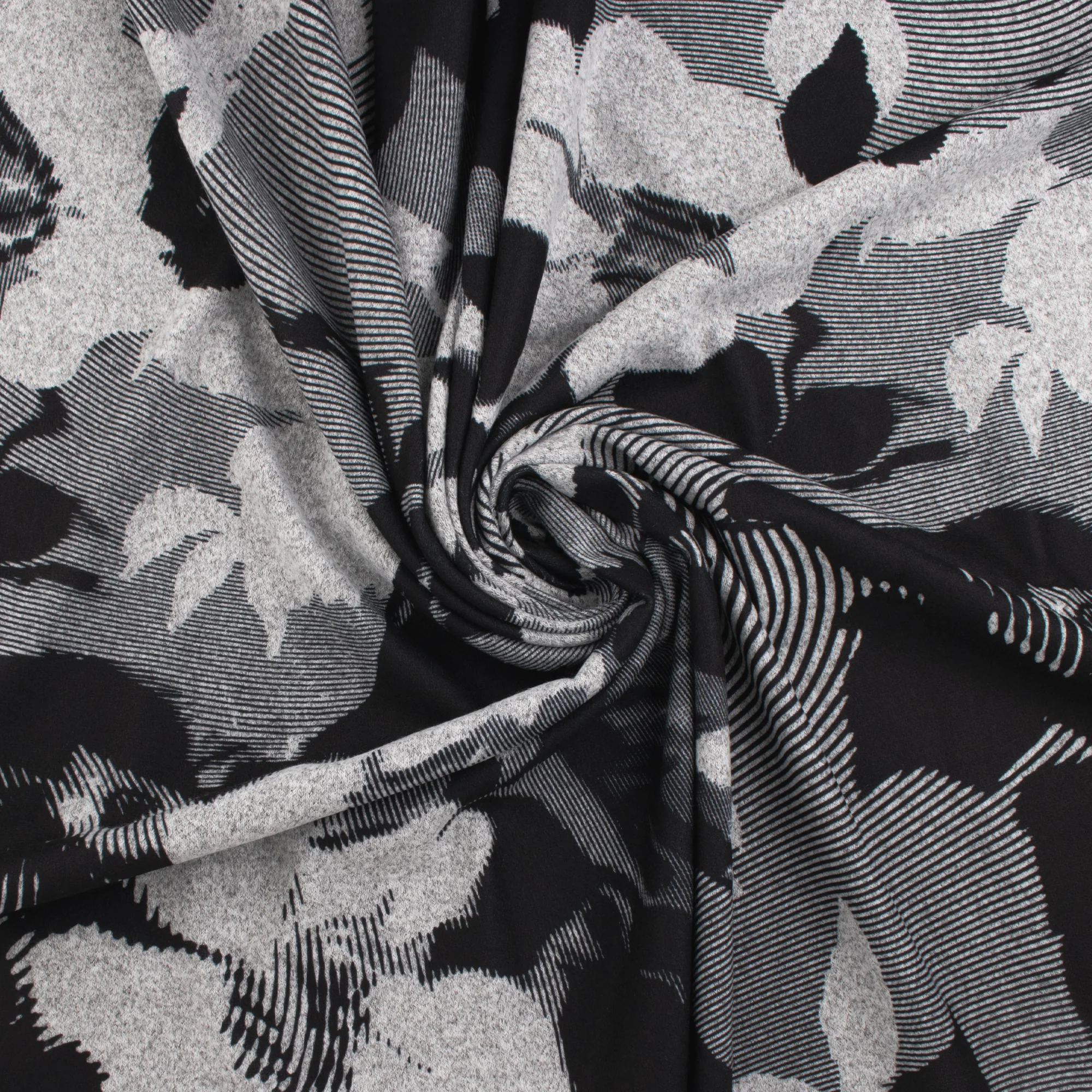 Printed Brushed Knit - FUZZY - 015 - Grey & Black - Image 2