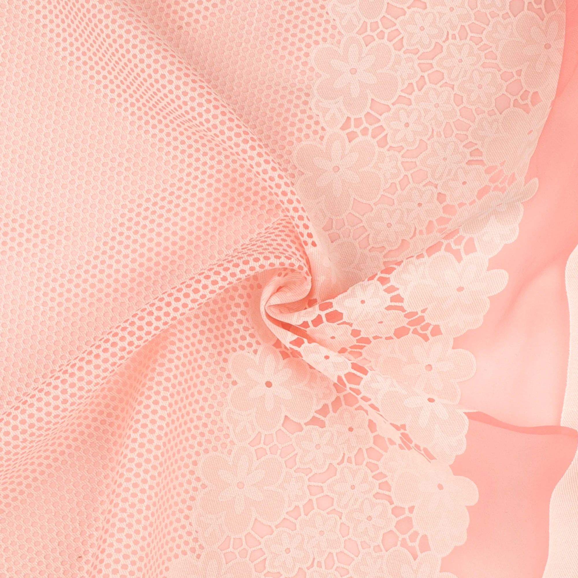 Printed Burnout Organza with Border - JACQUELINE - Baby Pink - Image 2