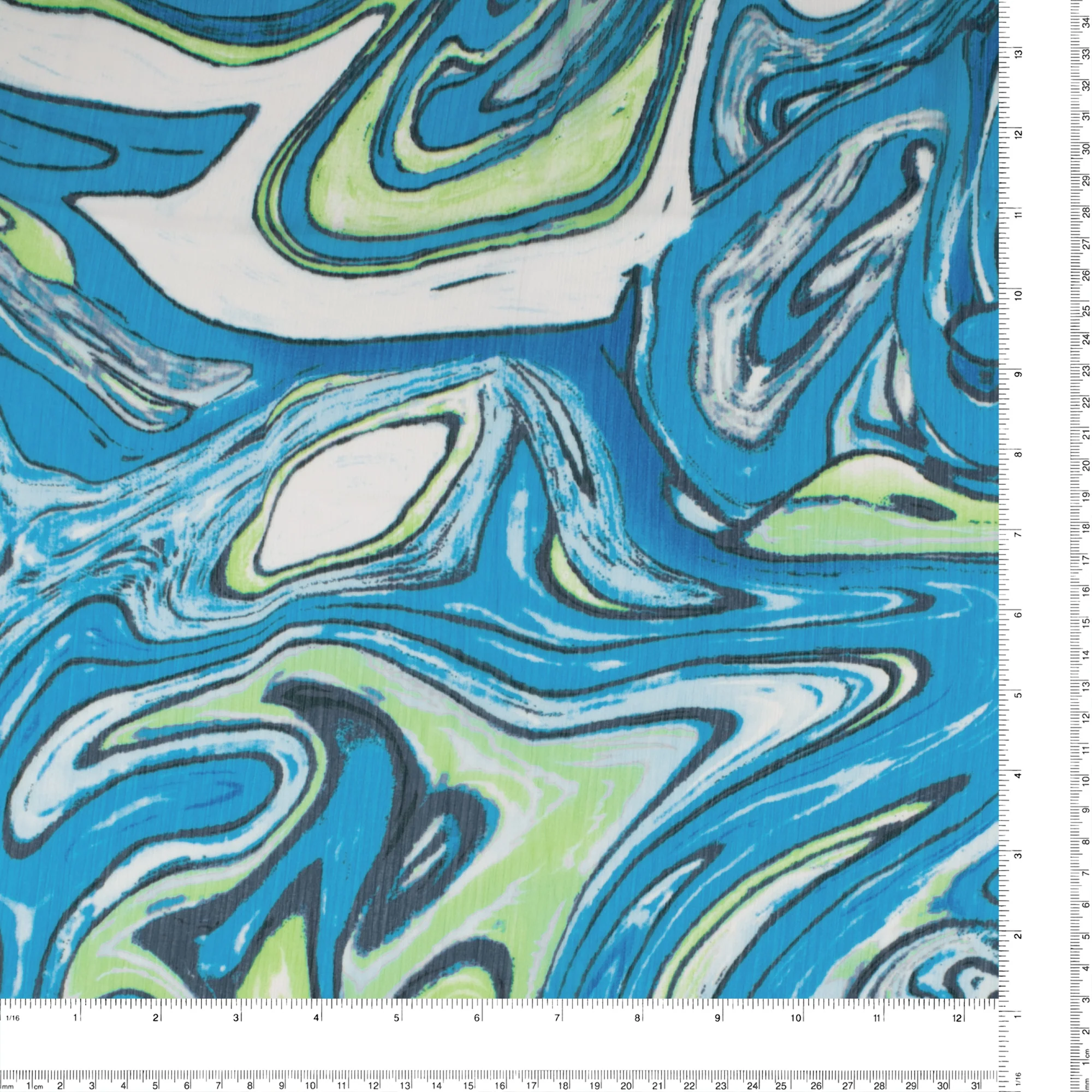 Printed Chiffon Yoryu - NAOMI - 008 - Aqua - Image 3