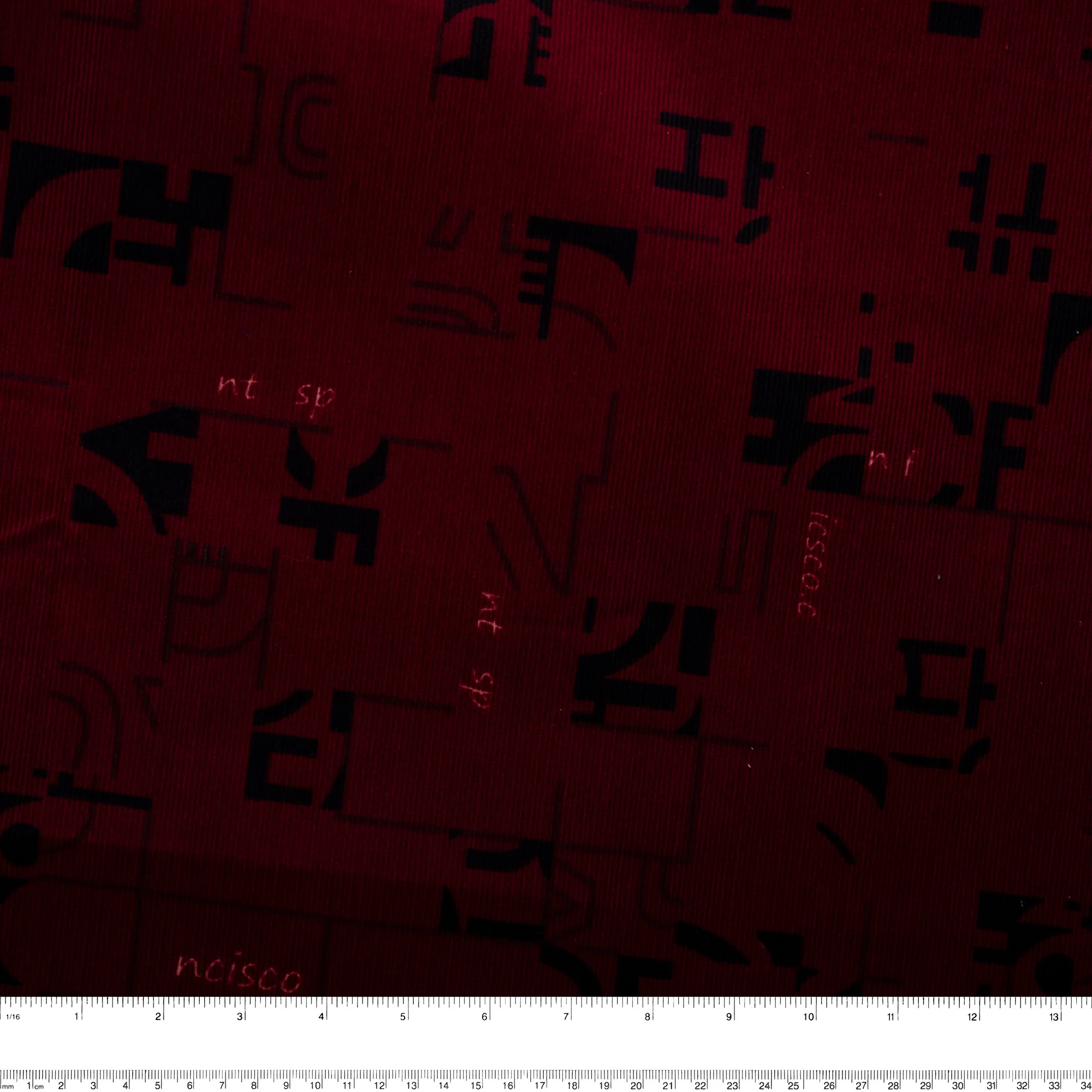 Printed Corduroy - BOHEMIAN - Writing - Red - Image 3