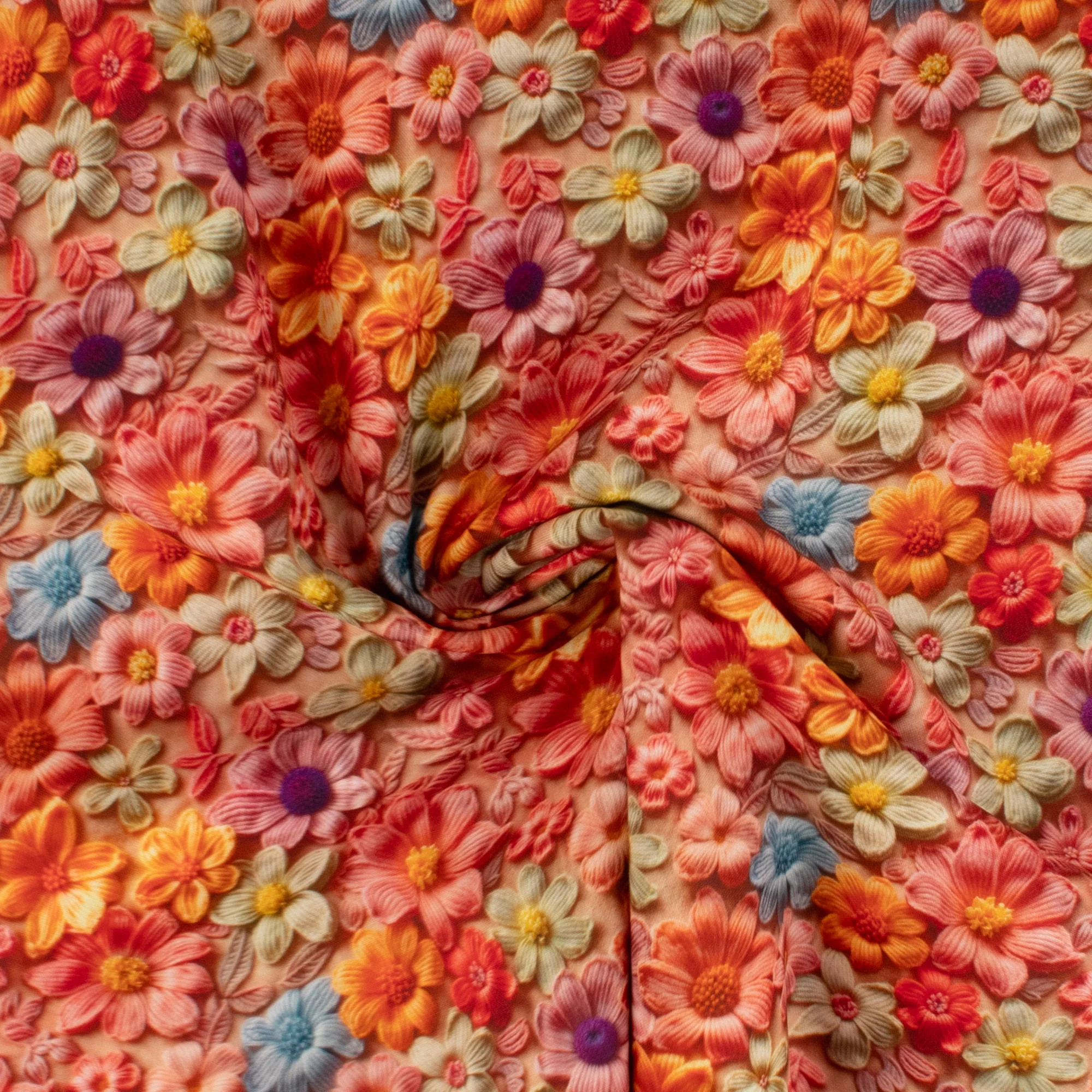 Printed Cotton - 3D Florals II - 003 - Pink - Image 2