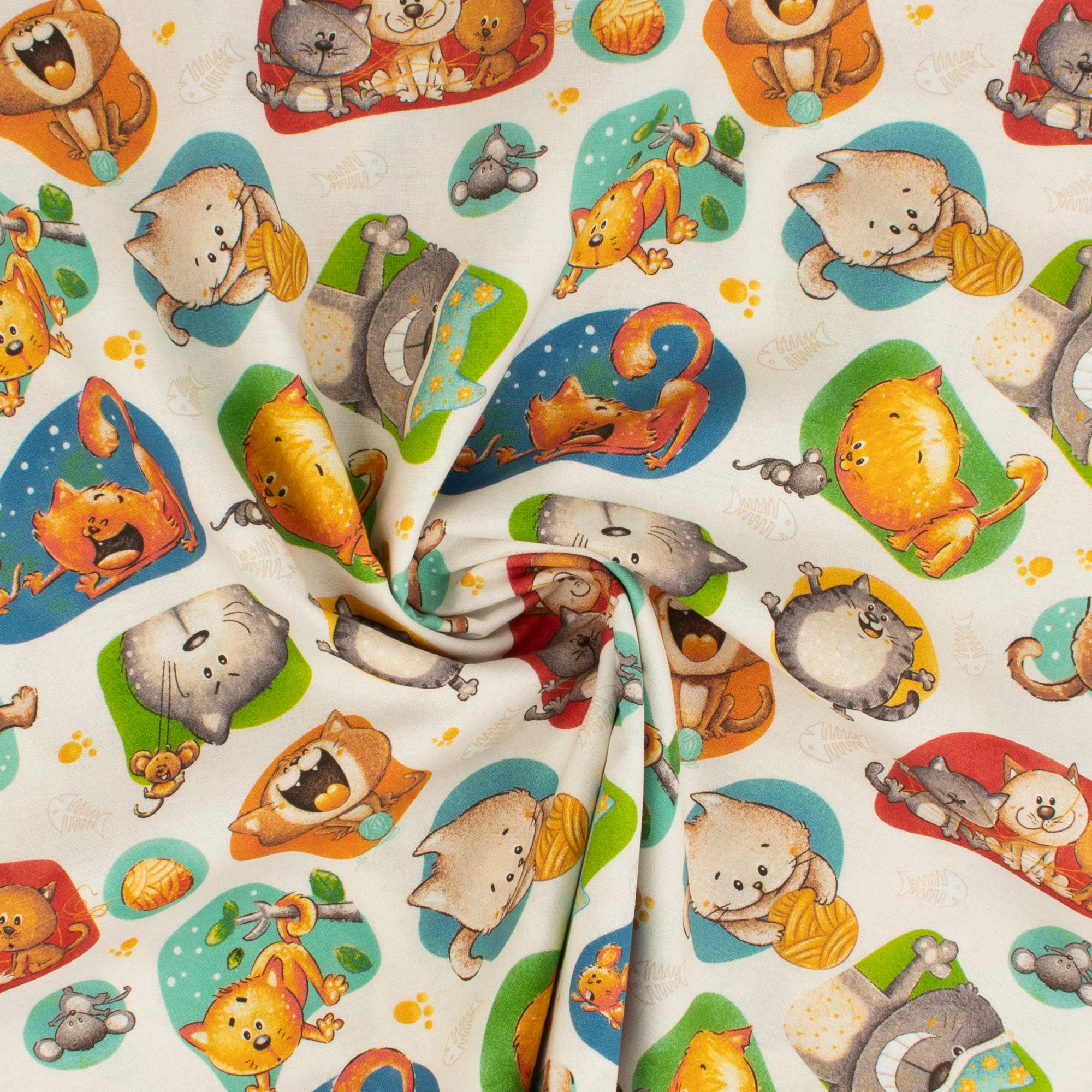Printed Cotton - CAT HAIR DON'T CARE - 002 - Offwhite - Image 2