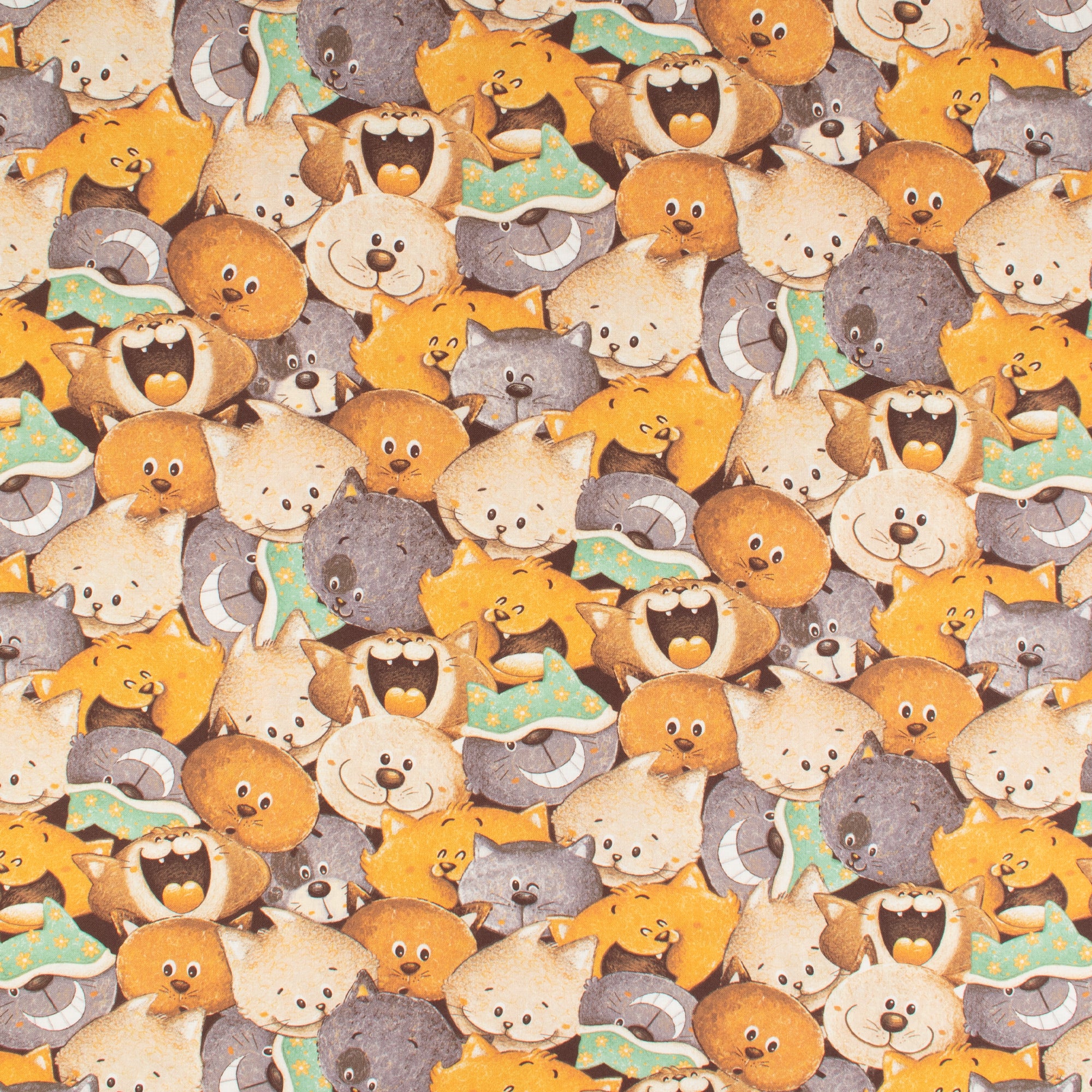 Printed Cotton - CAT HAIR DON'T CARE - 003 - Brown