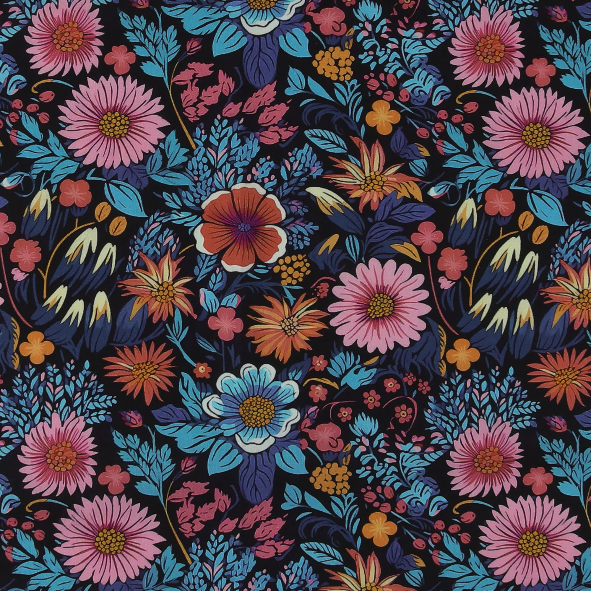 Printed Cotton - Floral Charm - 002 - Black