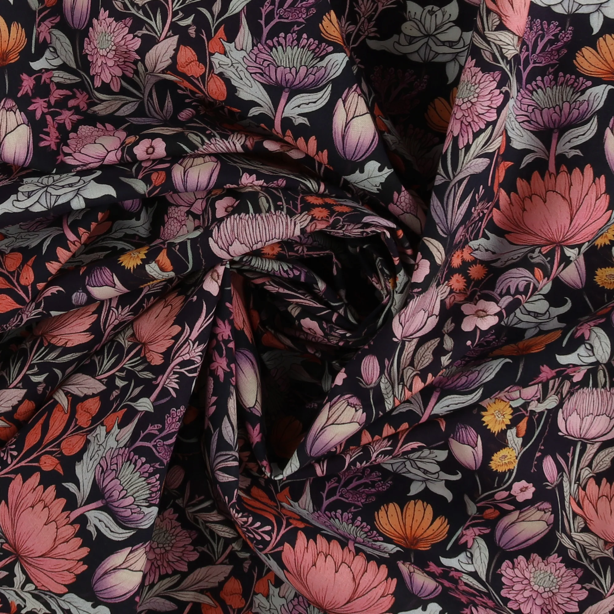 Printed Cotton - Floral Charm - 006 - Black - Image 2