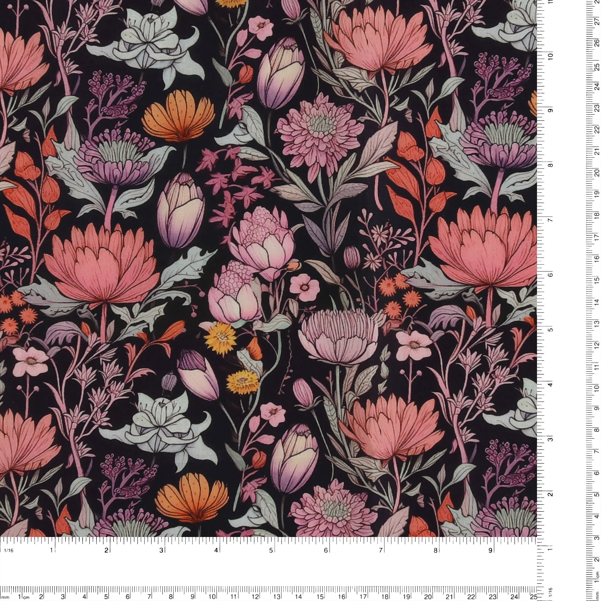 Printed Cotton - Floral Charm - 006 - Black - Image 3