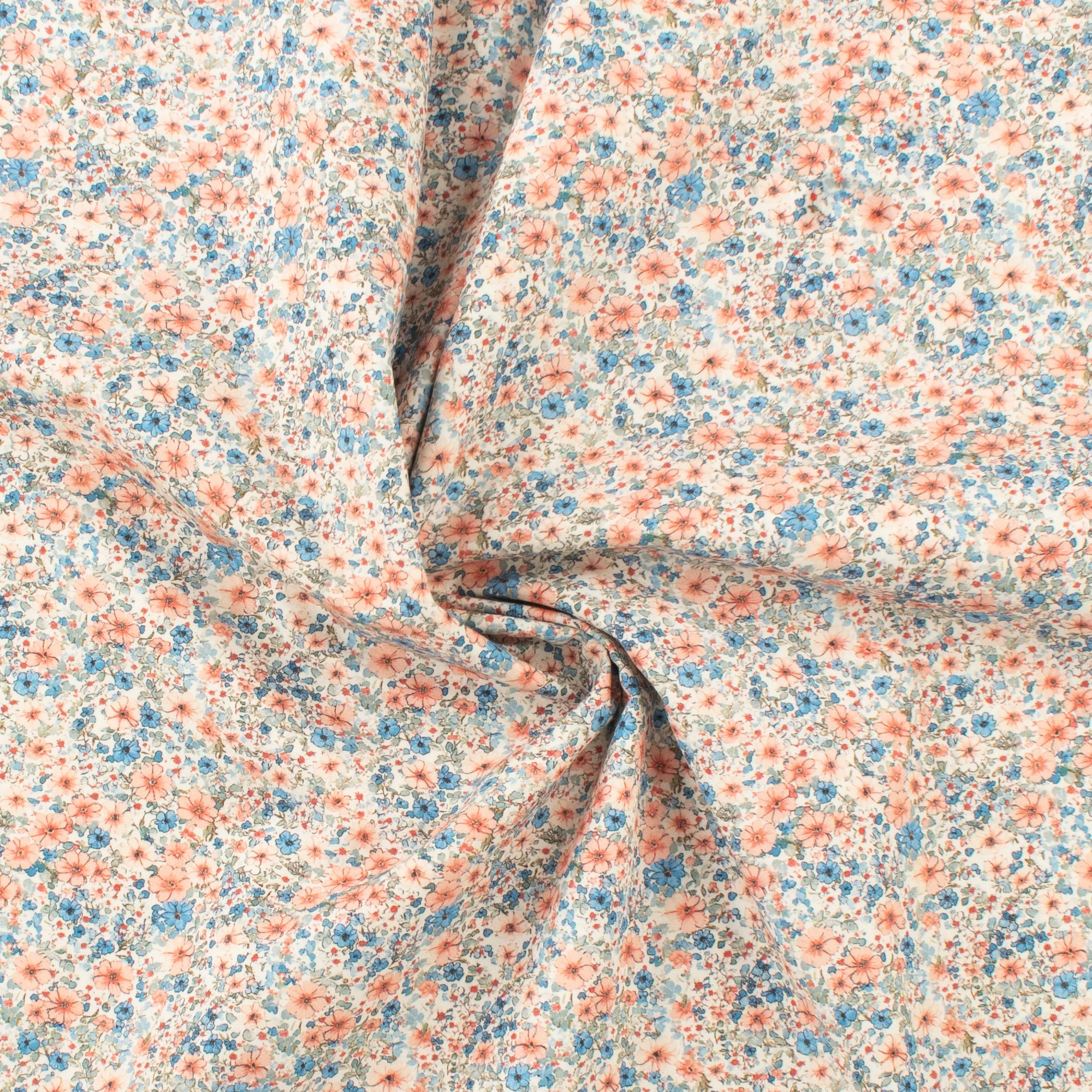 Printed Cotton - Lillibet Floral - 010 - Peach/Blue - Image 2