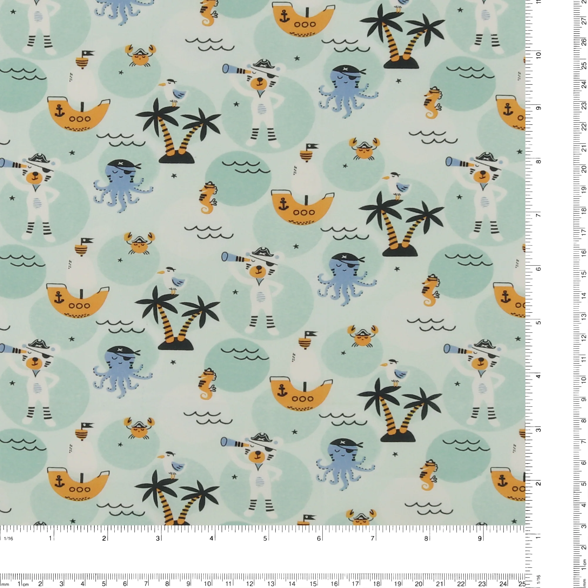 Printed Cotton - Little Ones - 012 - Aqua - Image 3