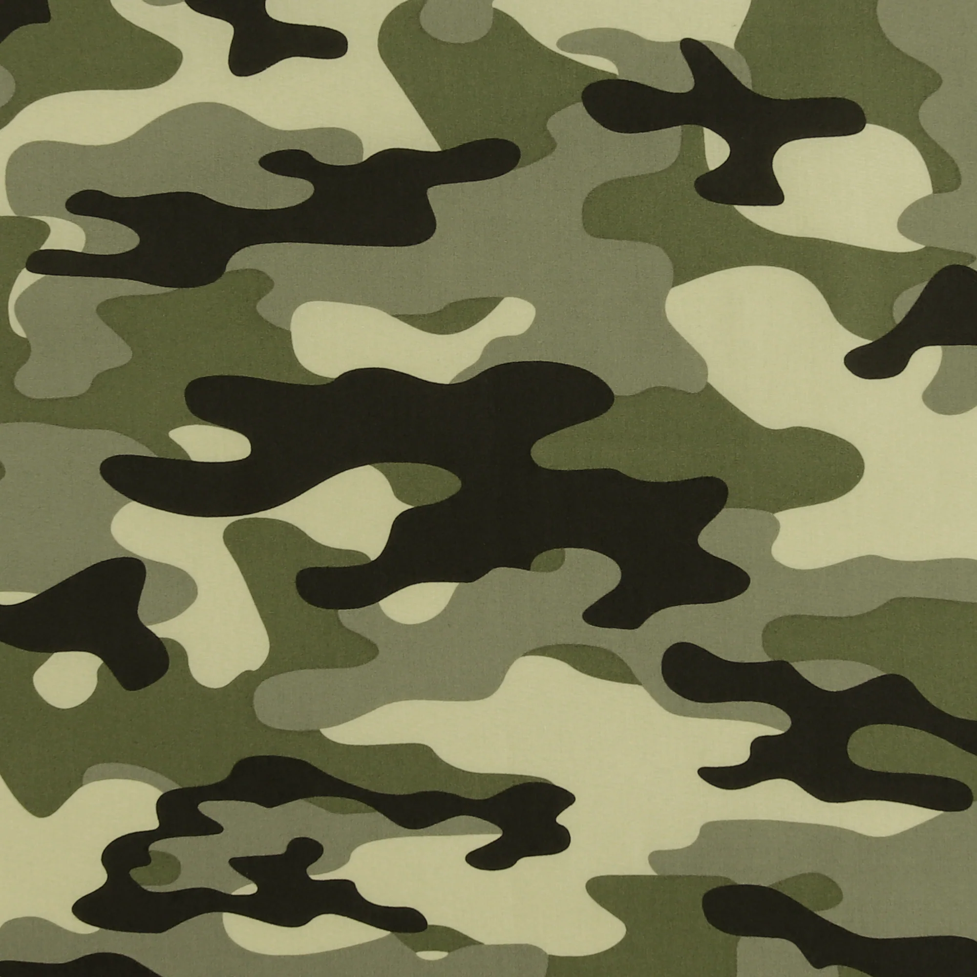 Printed Cotton Popline - WINNIE - 008 - Green/Grey Camouflage