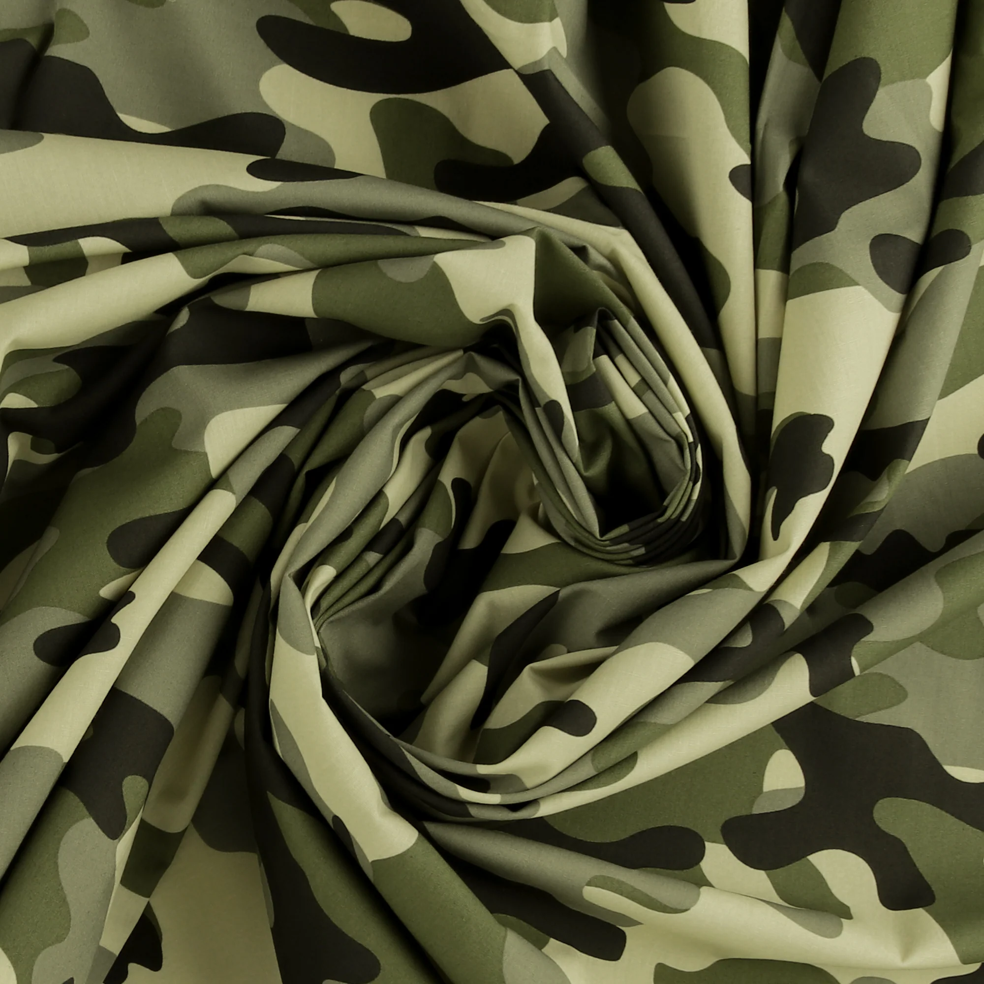 Printed Cotton Popline - WINNIE - 008 - Green/Grey Camouflage - Image 2