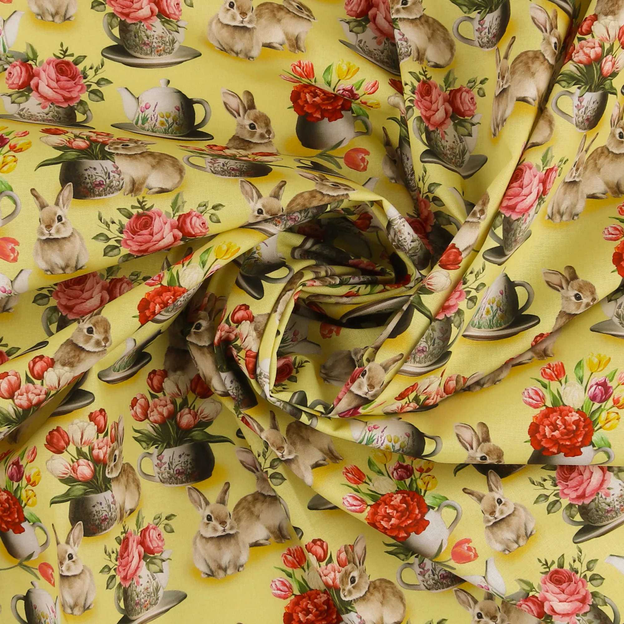 Printed Cotton - Tea Party - 003 - Bright Yellow - Image 2