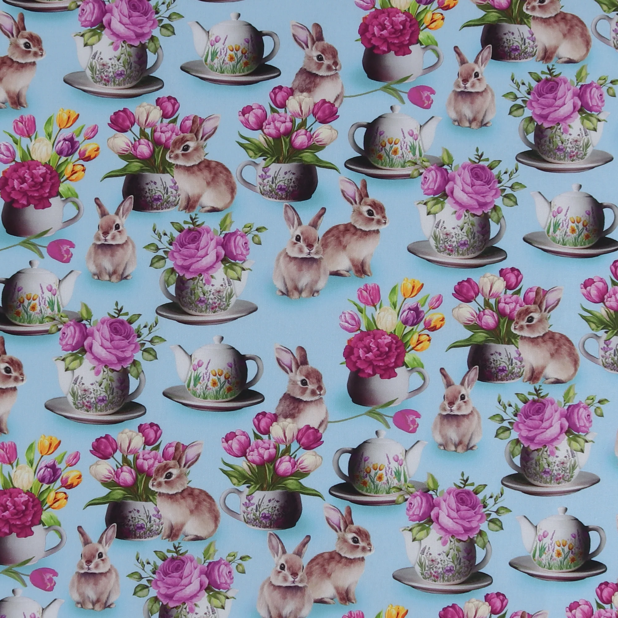 Printed Cotton - Tea Party - 004 - Sky Blue
