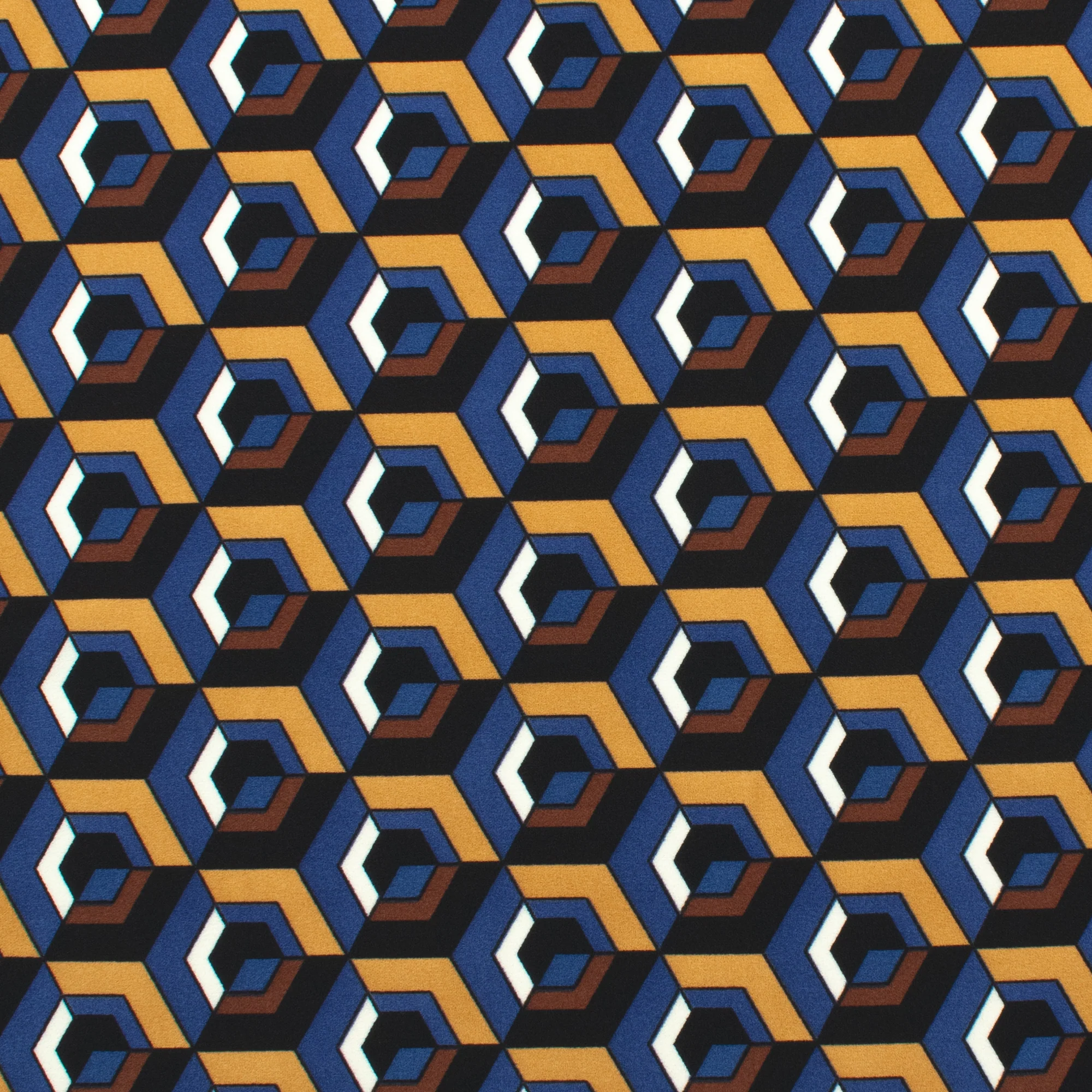 Printed Crepe - CREOLIA - Octogon - Blue