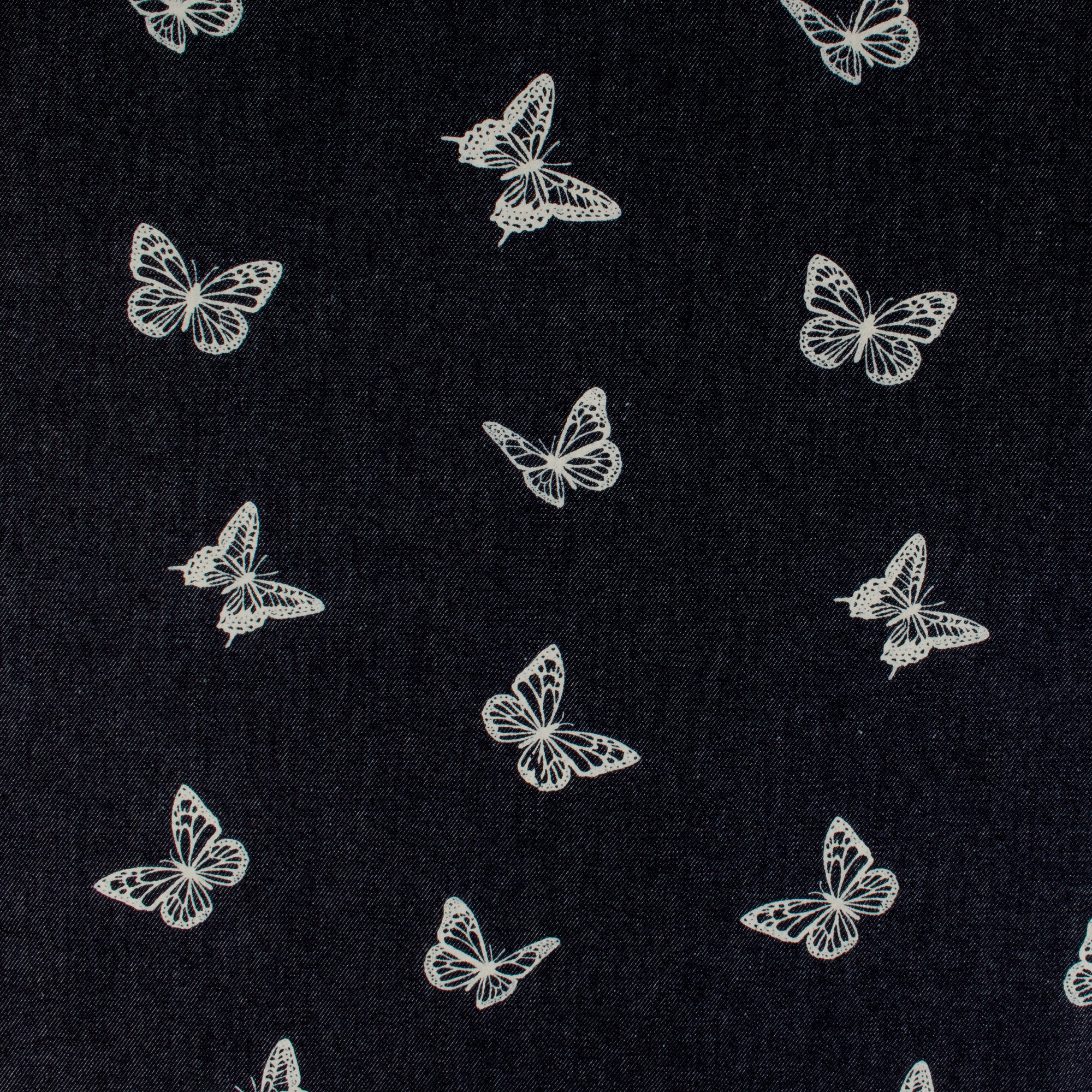 Printed Denim - EVERYDAY BLUES - Butterfly - 001 - White