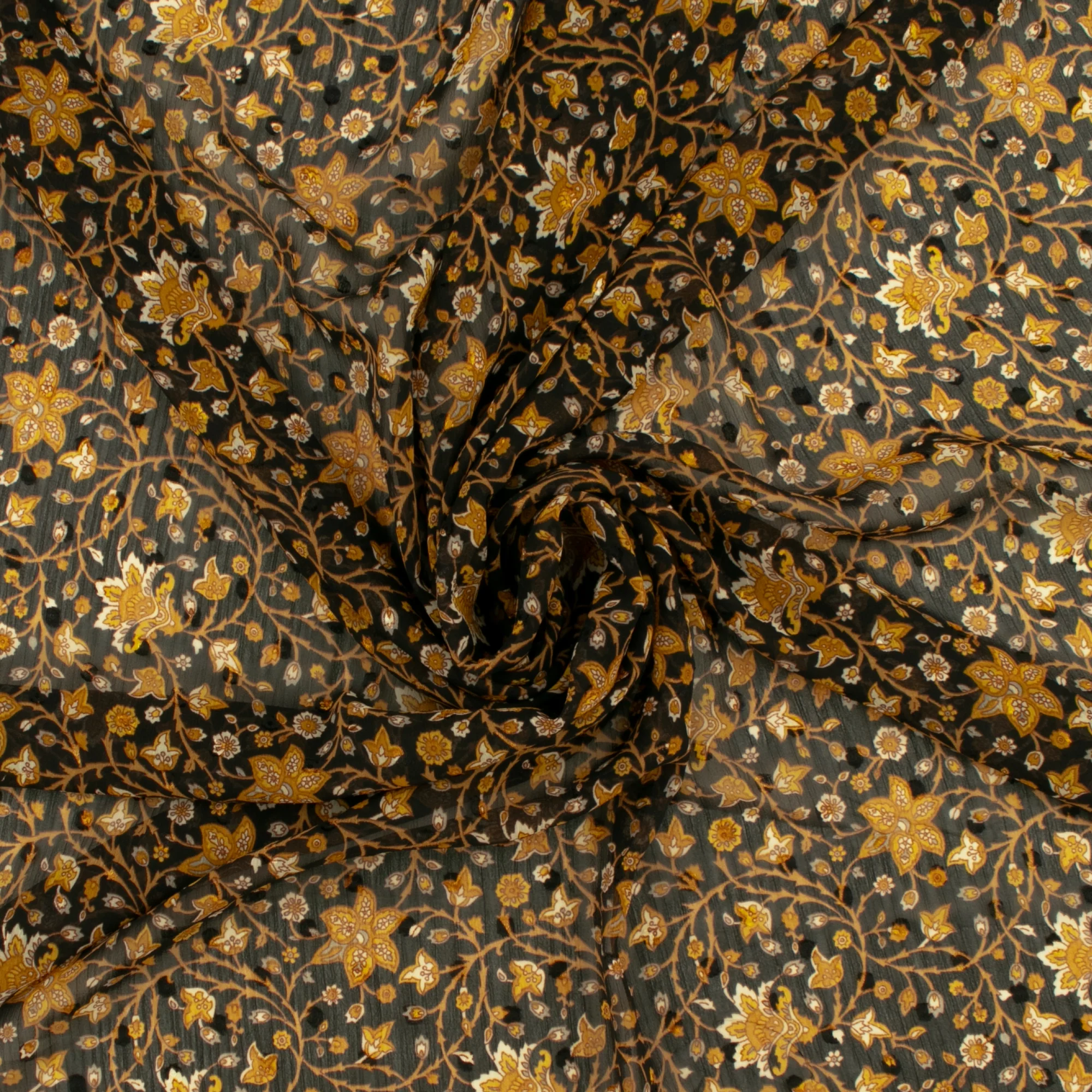 Printed Dobby Jacquard Chiffon - TANIA - 016 - Black - Image 2
