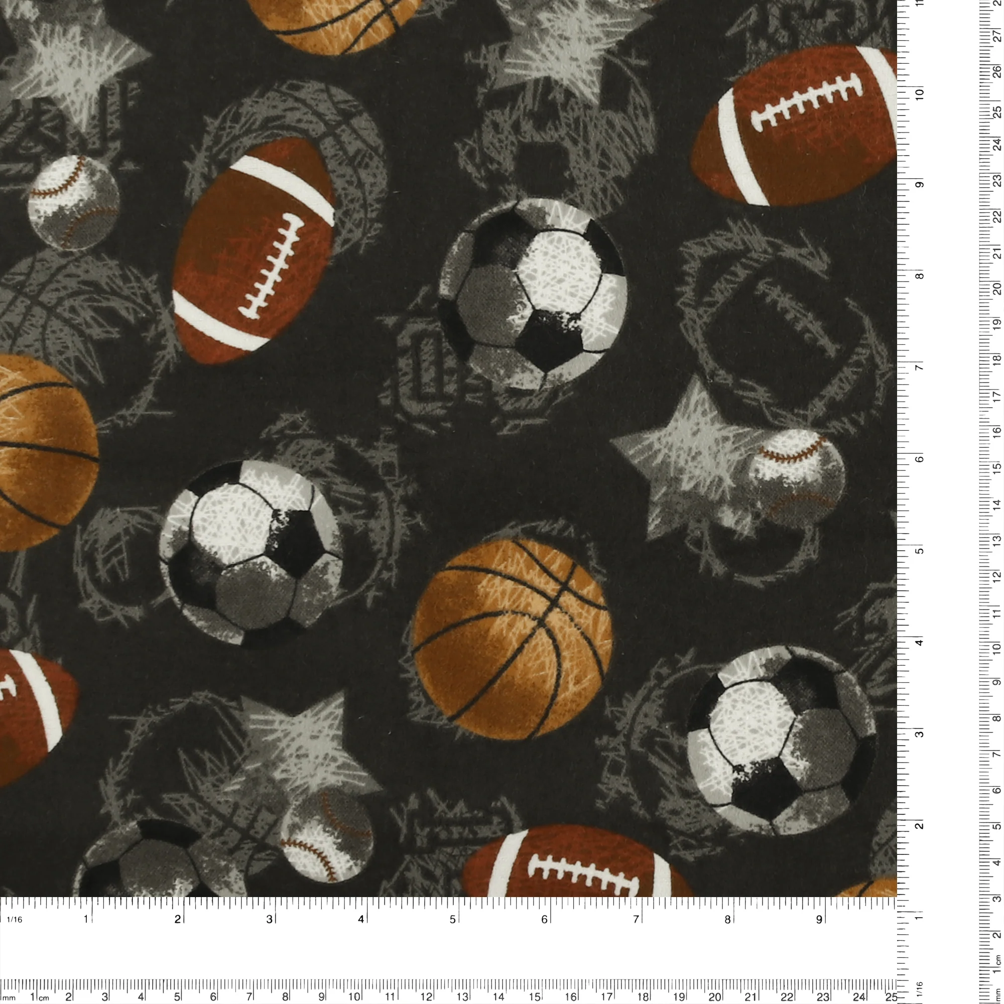 Printed Flannelette - CHARLIE - 158 - Charcoal - Image 3