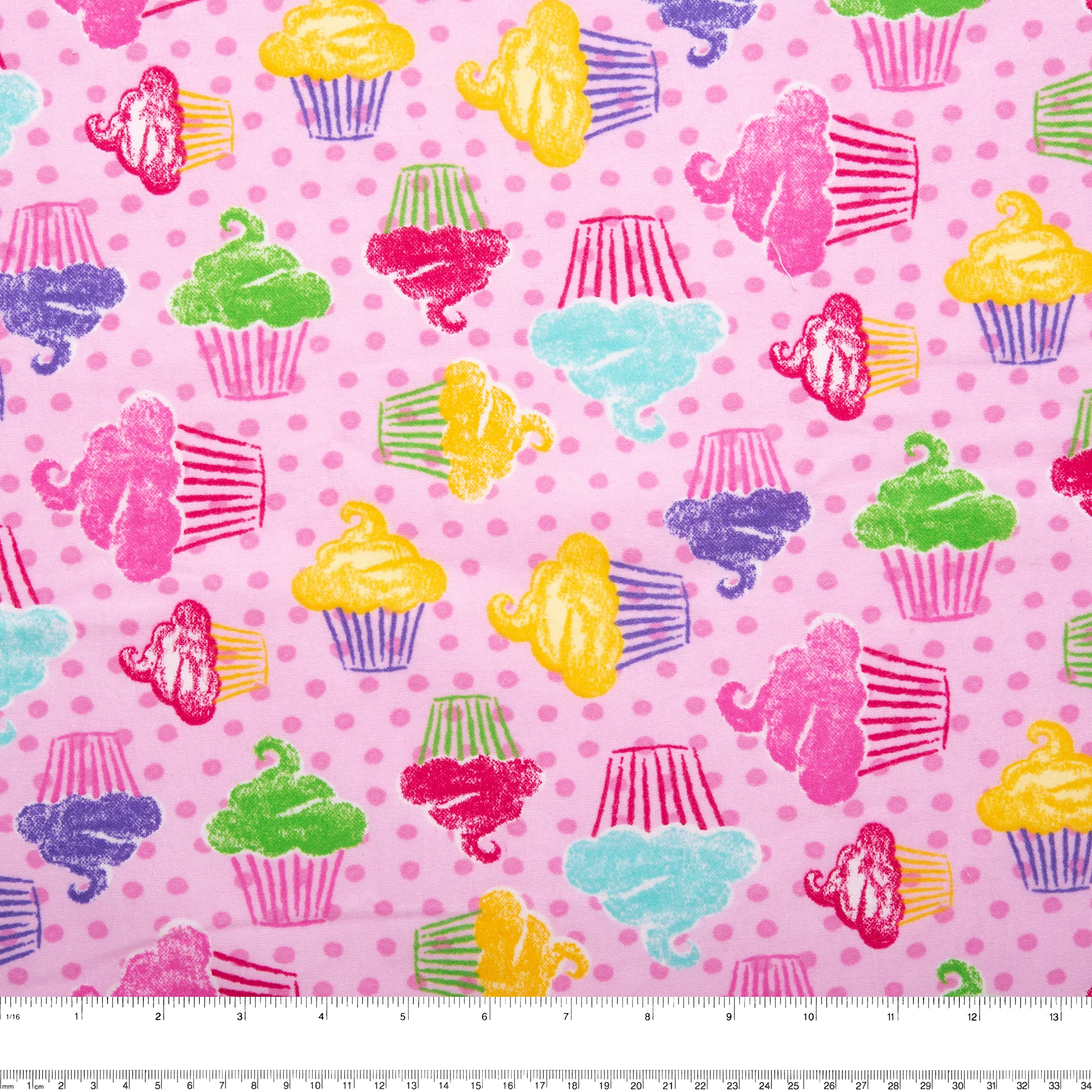 Printed Flannelette - CHARLIE - Cupcake dots - Pink - Image 3