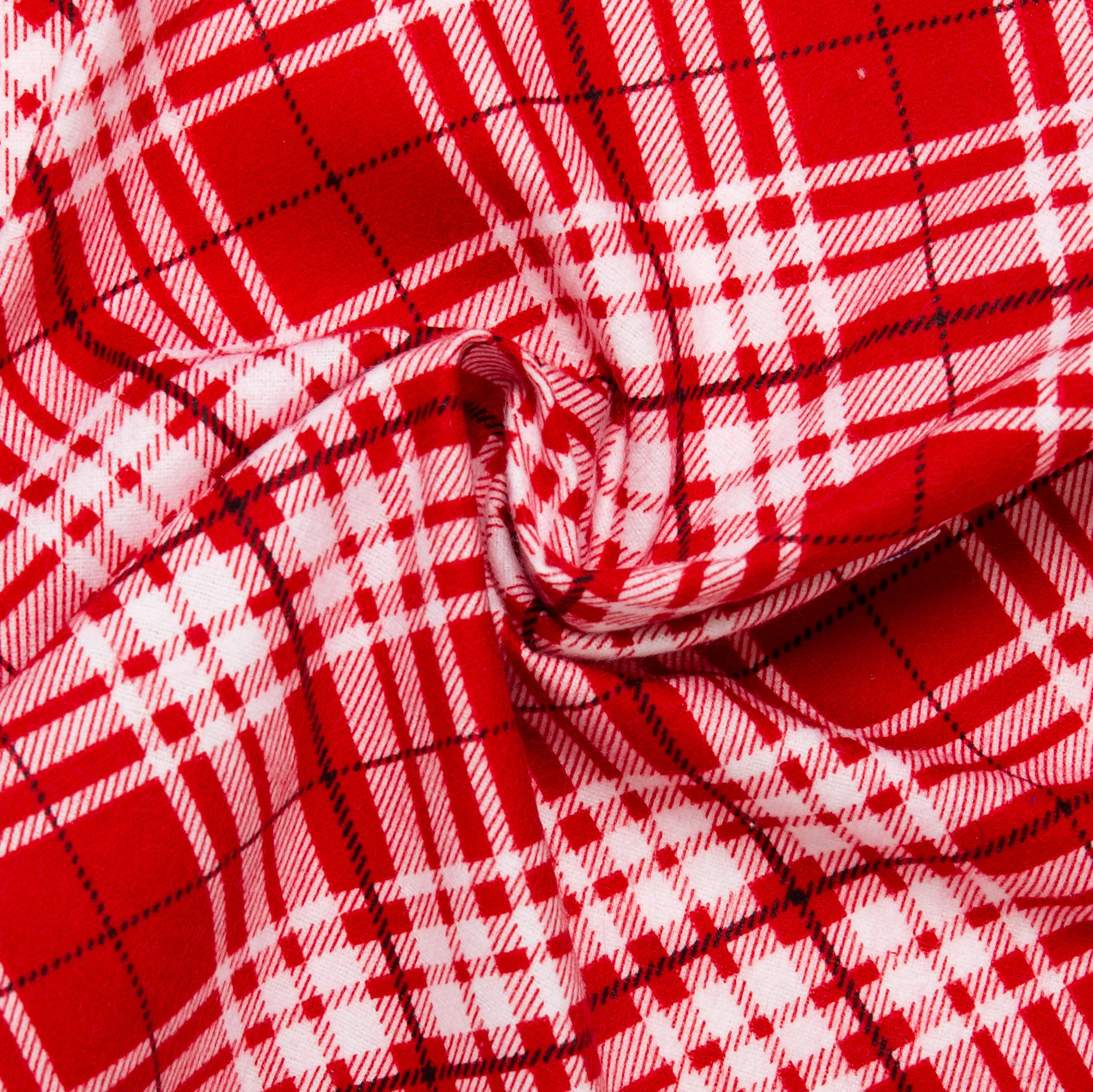 Printed Flannelette - CHARLIE - Diagonal plaid - Red - Image 2