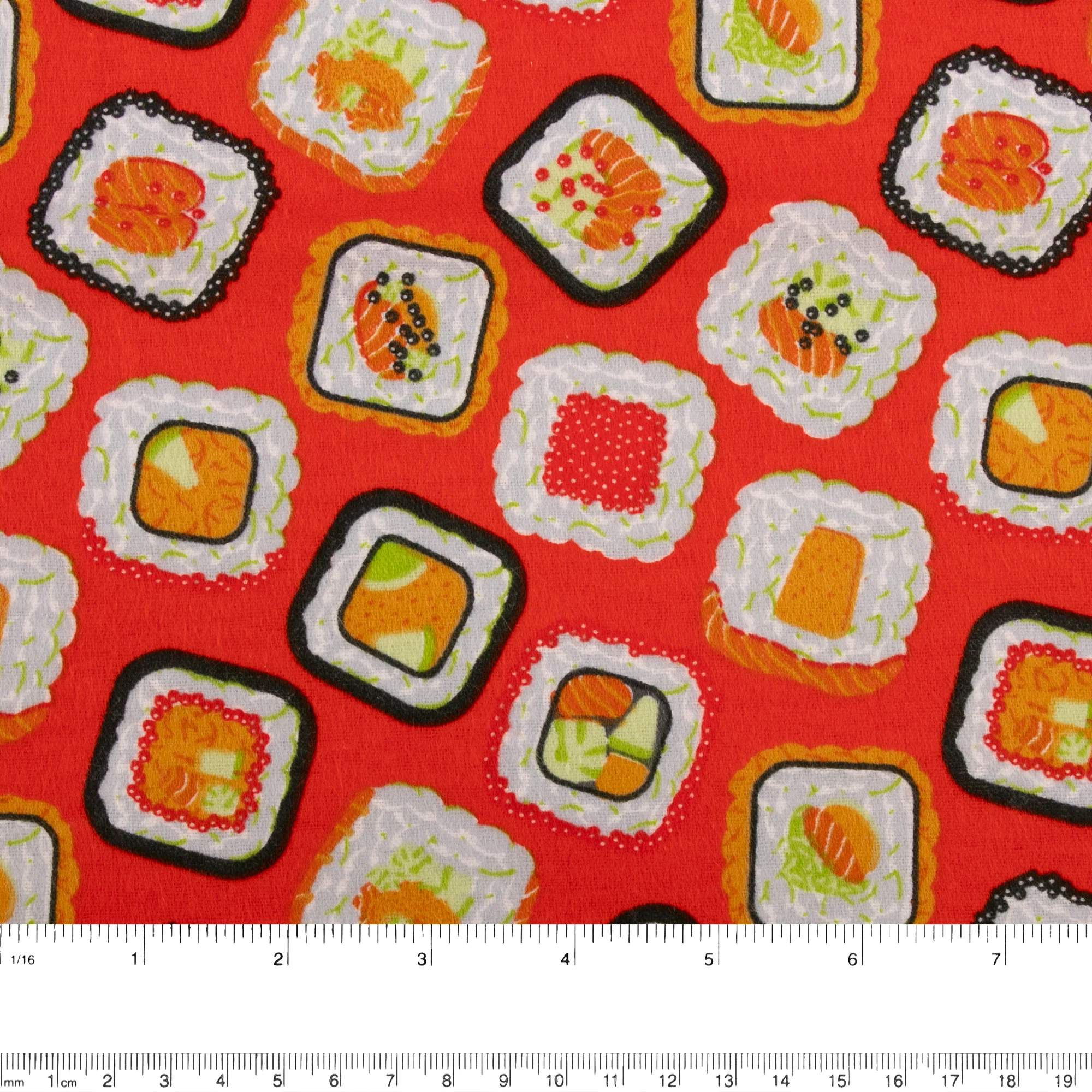 Printed Flannelette - CHARLIE - Sushi - Red - Image 2