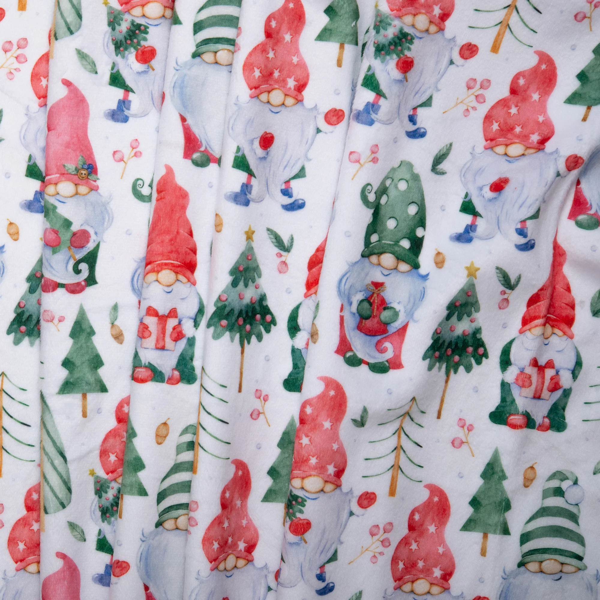 Printed Micro Chenille - DIGITAL - Gnomes Christmas - White - Image 4
