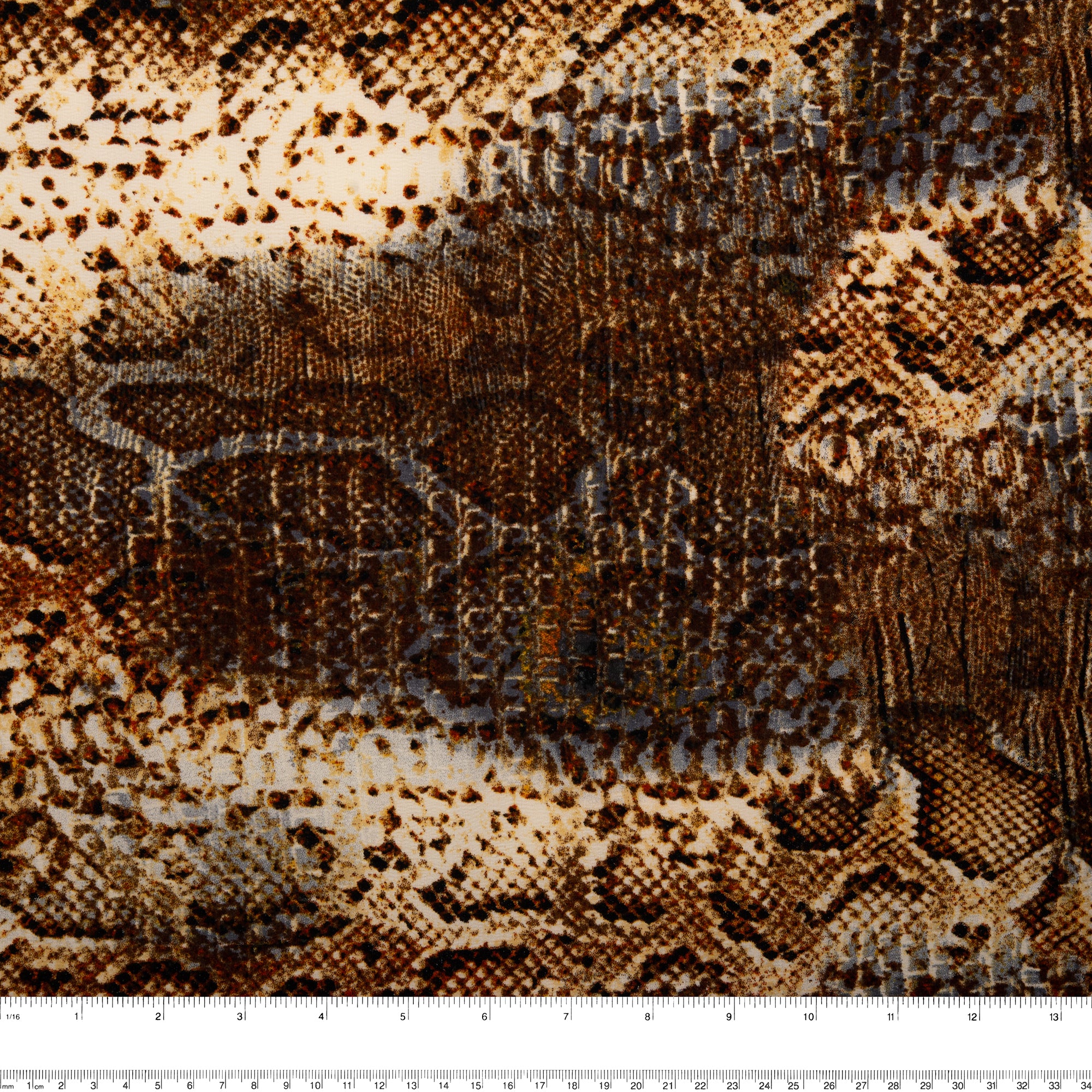 Printed Polyester Crepe - FOLKLORE - Snakes - Cocoa - Image 3