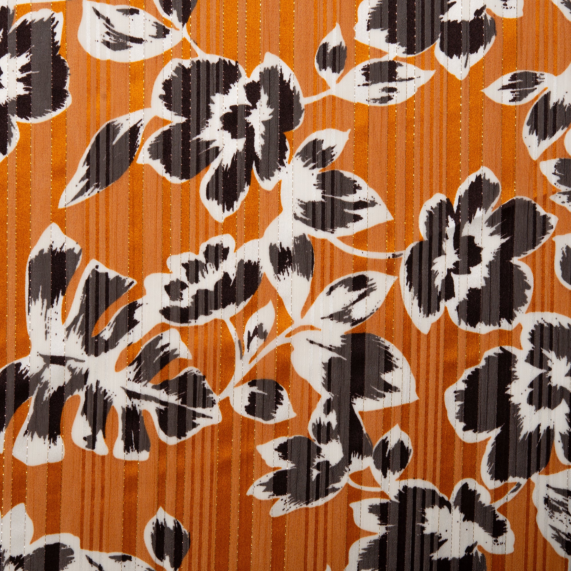 Printed polyester - MARCELINE - Tropical leafs - Bittersweet