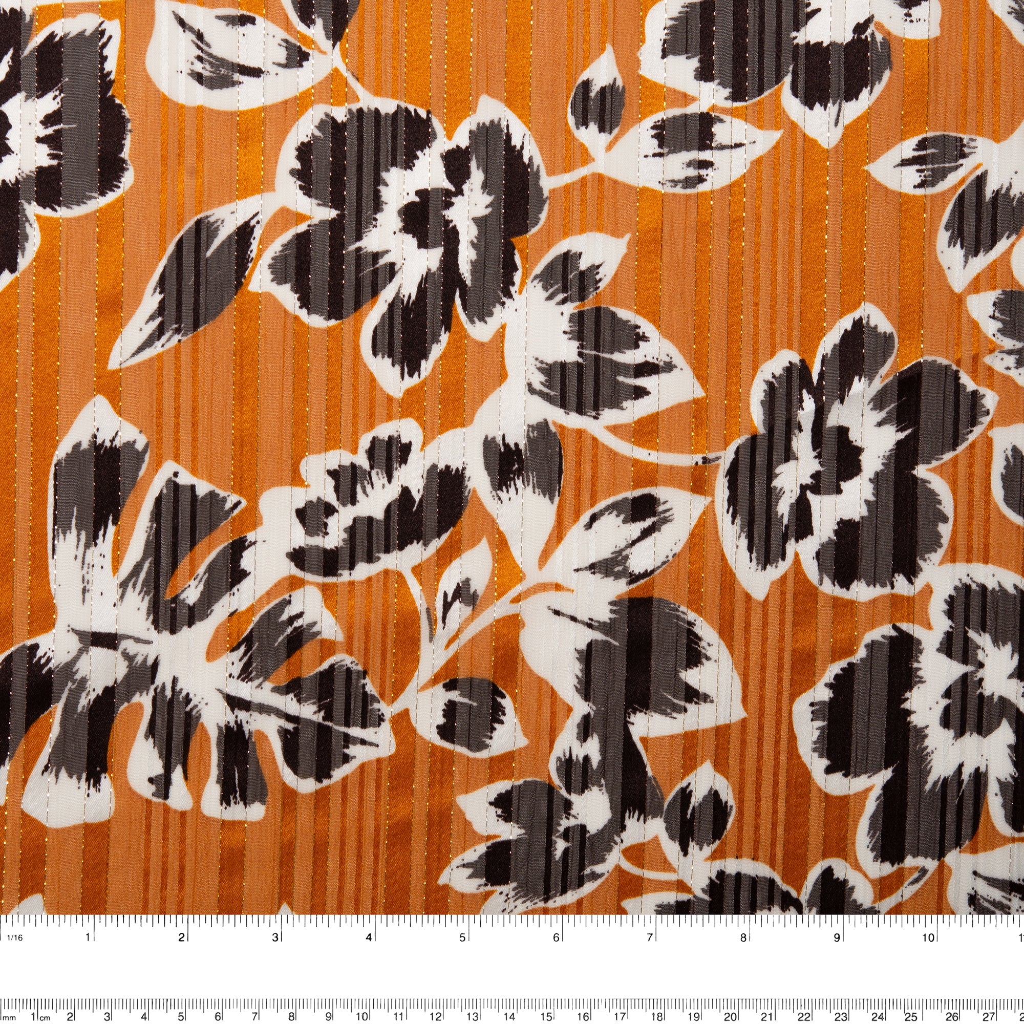Printed polyester - MARCELINE - Tropical leafs - Bittersweet - Image 3